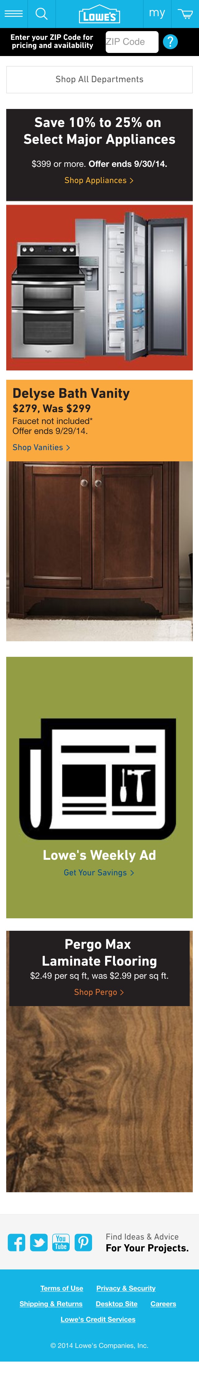 Mobile screenshot of Lowe’s