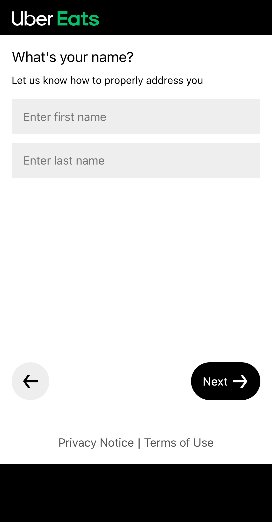 Mobile screenshot of Uber Eats