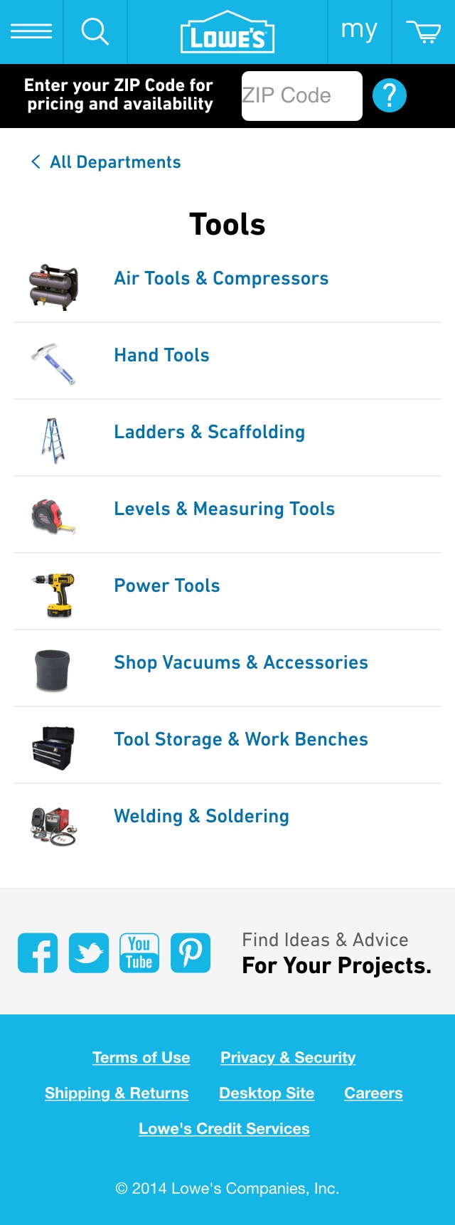 Mobile screenshot of Lowe’s