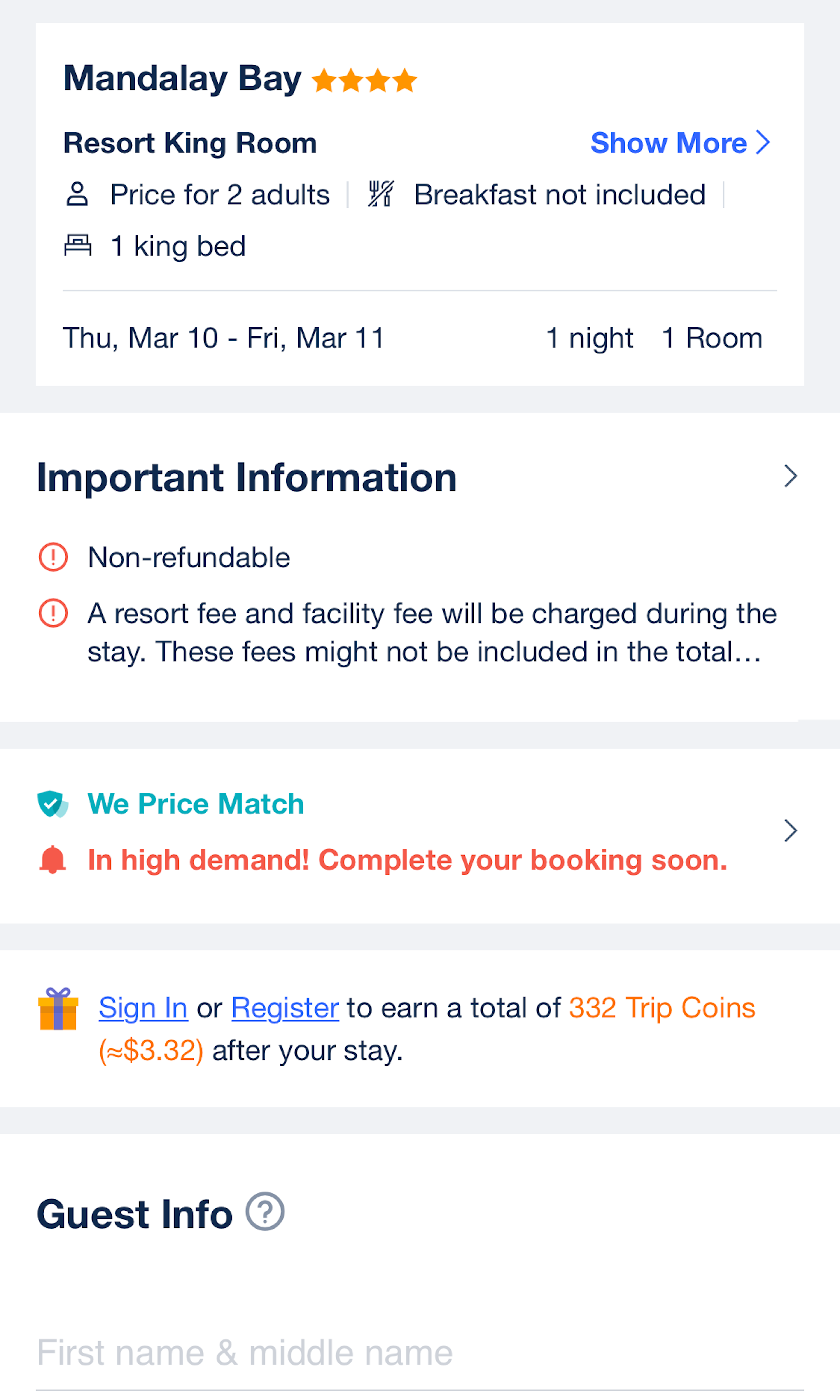 Mobile screenshot of Trip.com