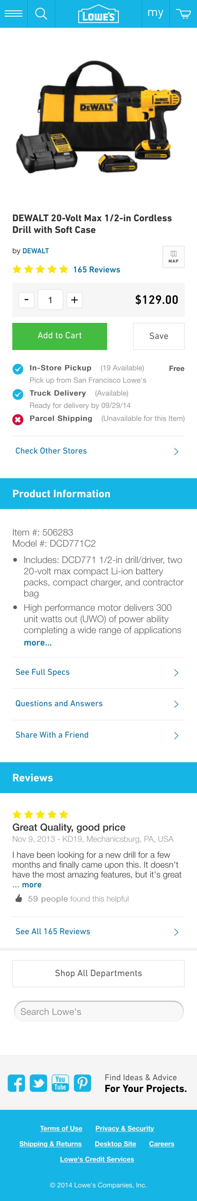 Mobile screenshot of Lowe’s