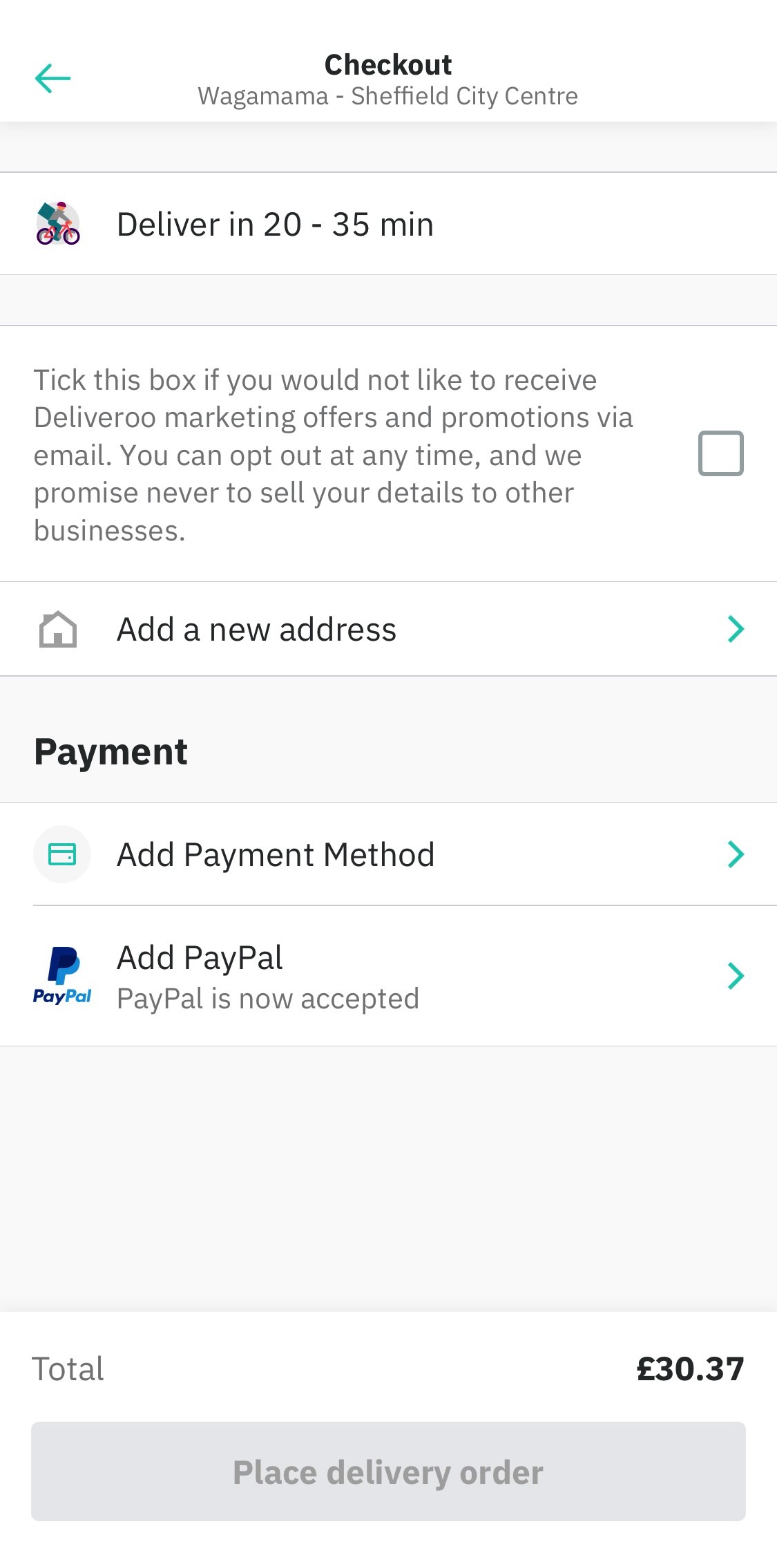Mobile screenshot of Deliveroo