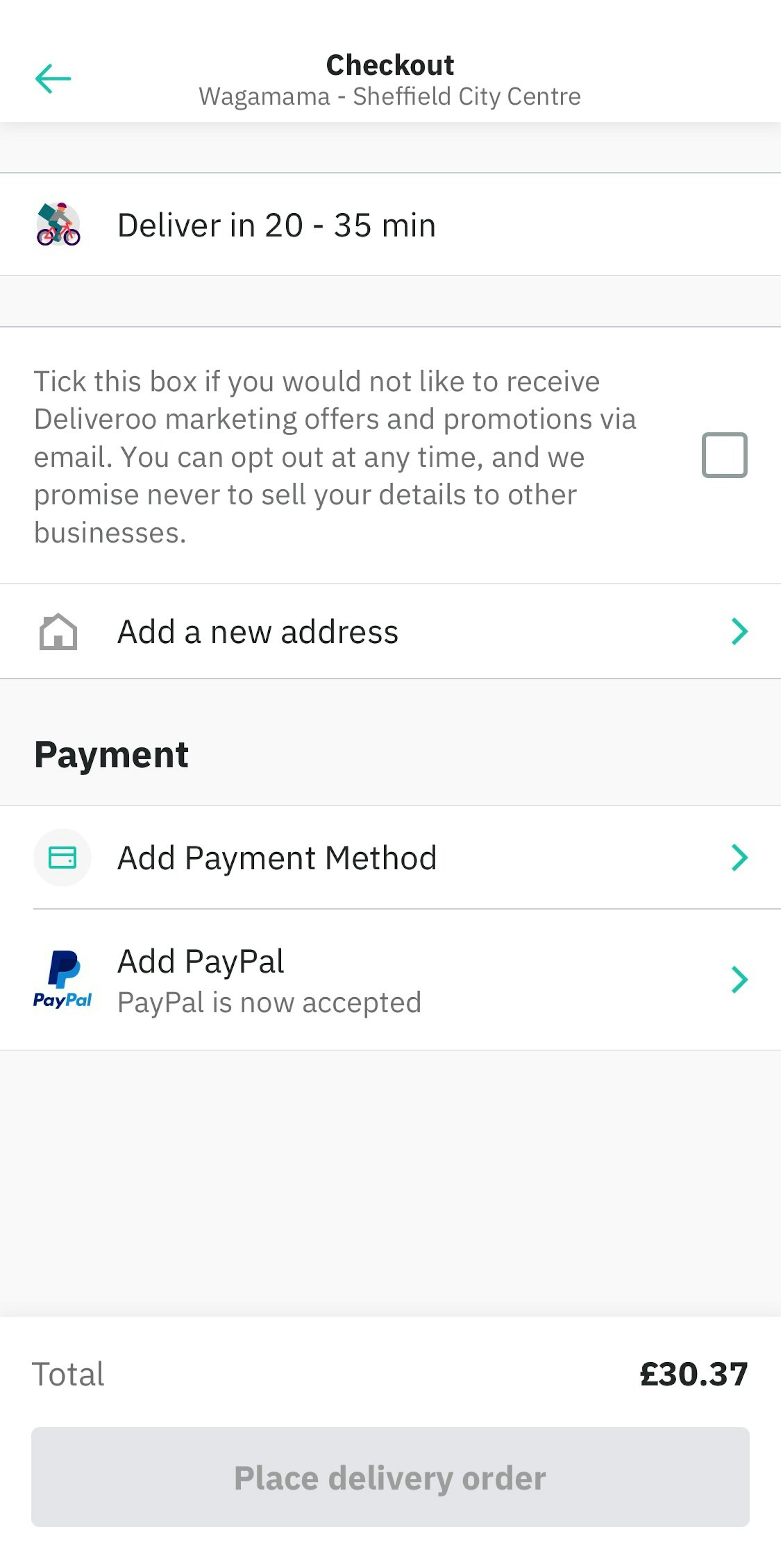 Mobile screenshot of Deliveroo