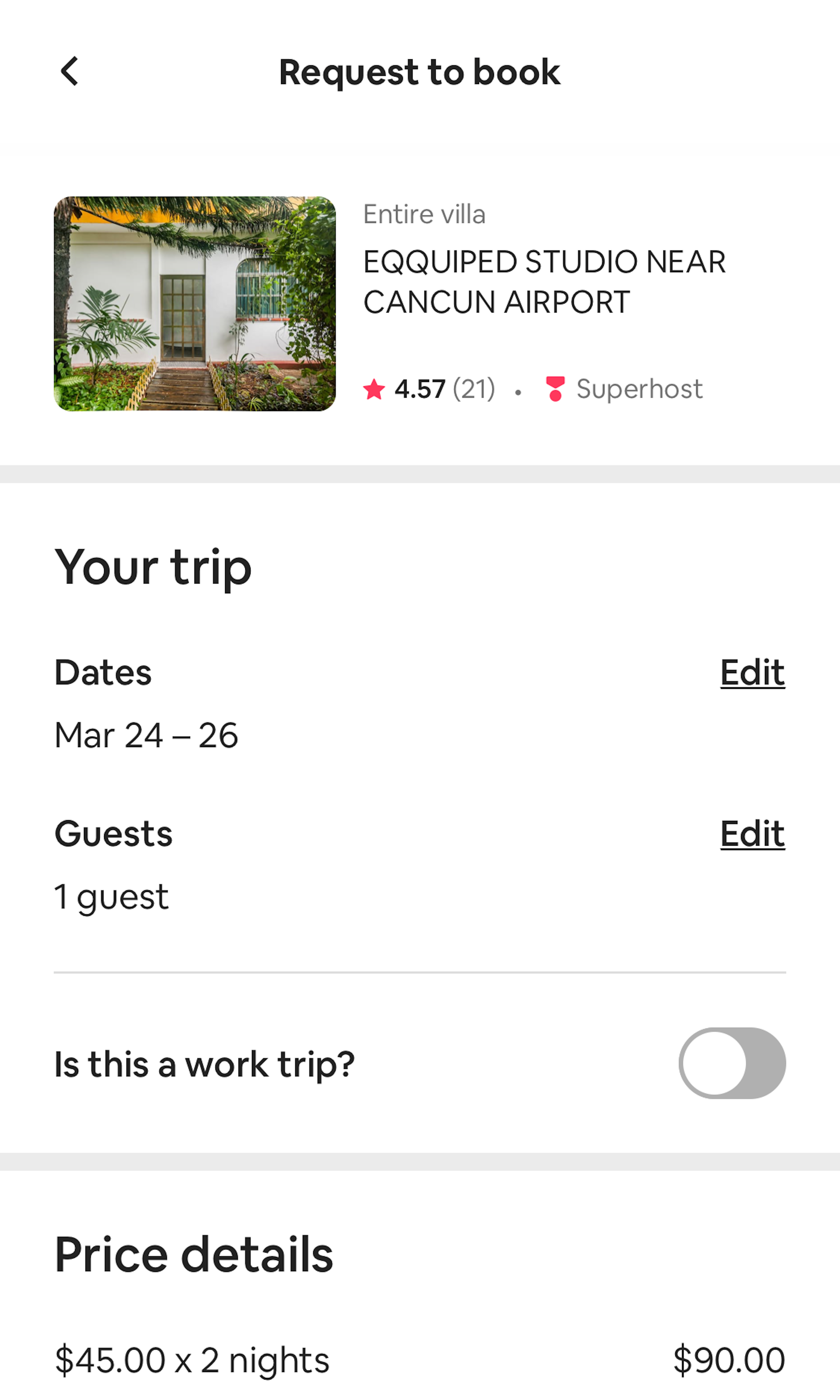 Mobile screenshot of Airbnb