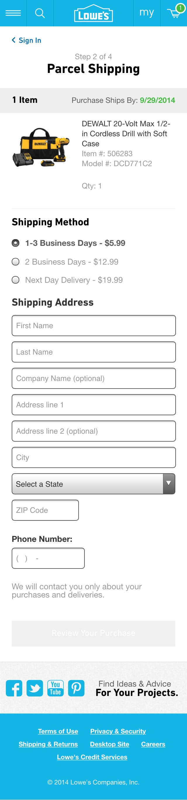 Mobile screenshot of Lowe’s