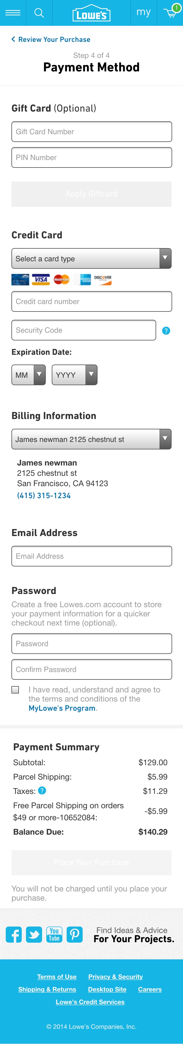 Mobile screenshot of Lowe’s
