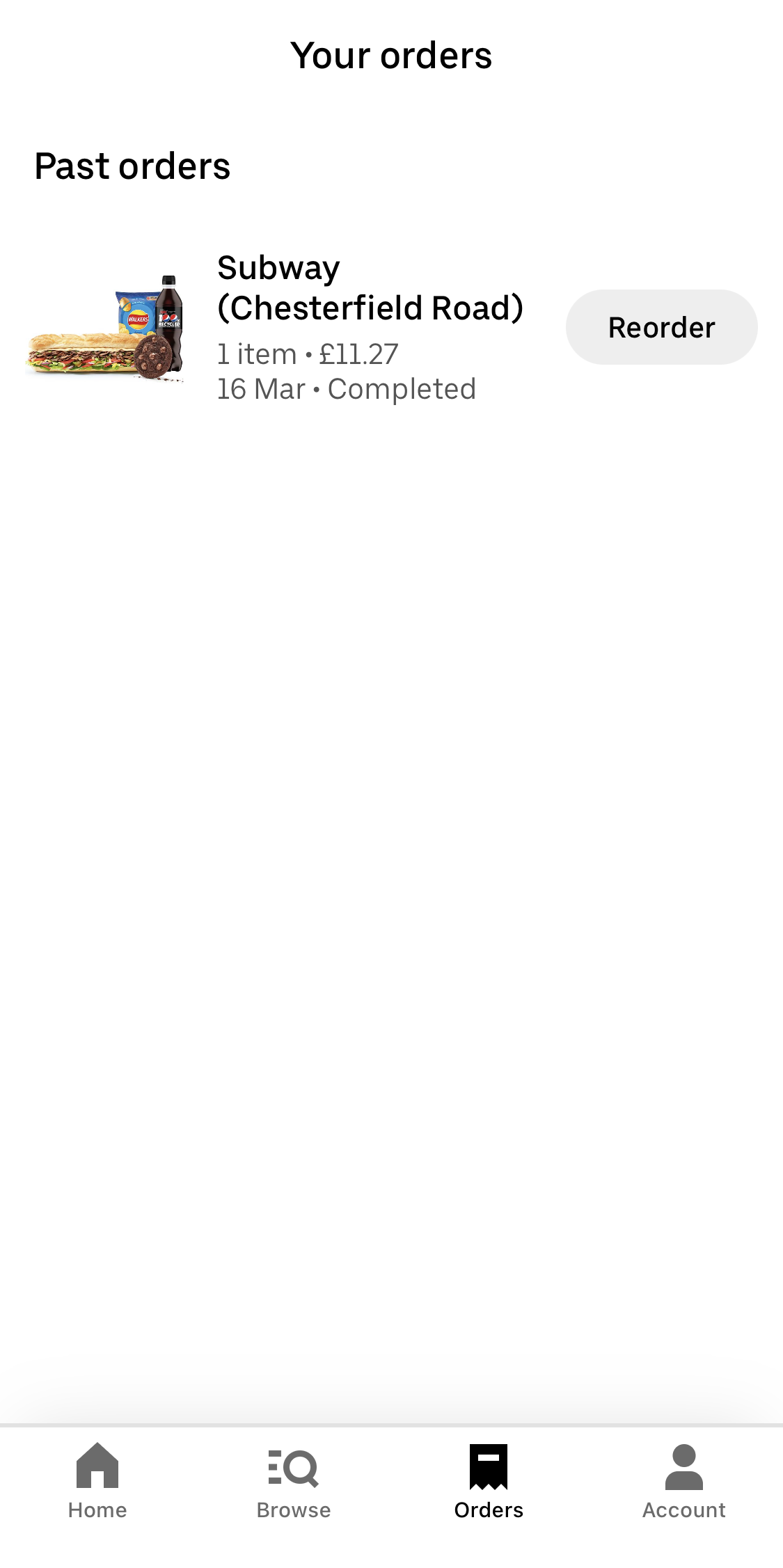 Mobile screenshot of Uber Eats