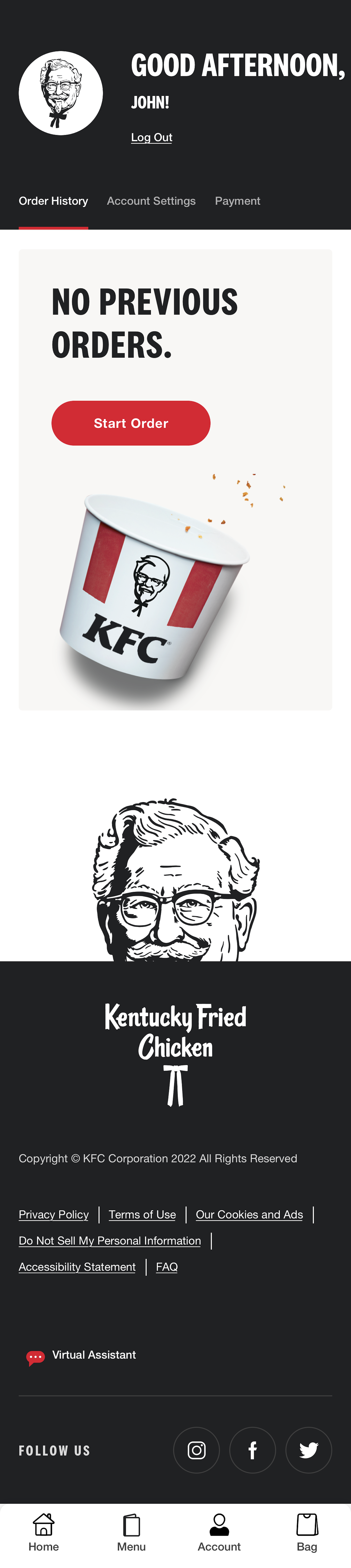 Mobile screenshot of KFC