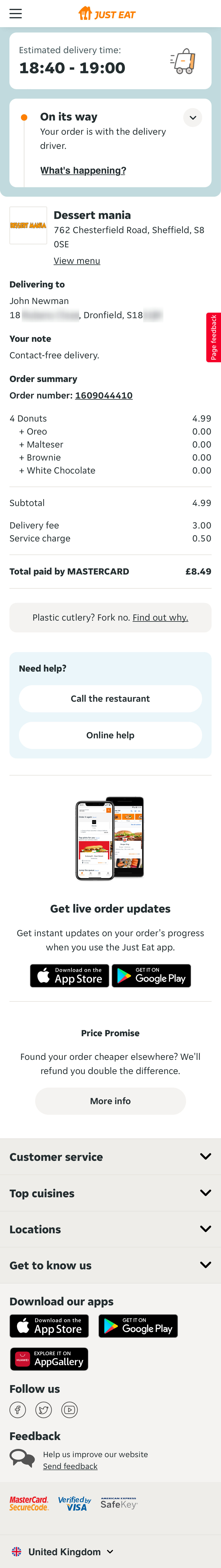 Mobile screenshot of Just Eat
