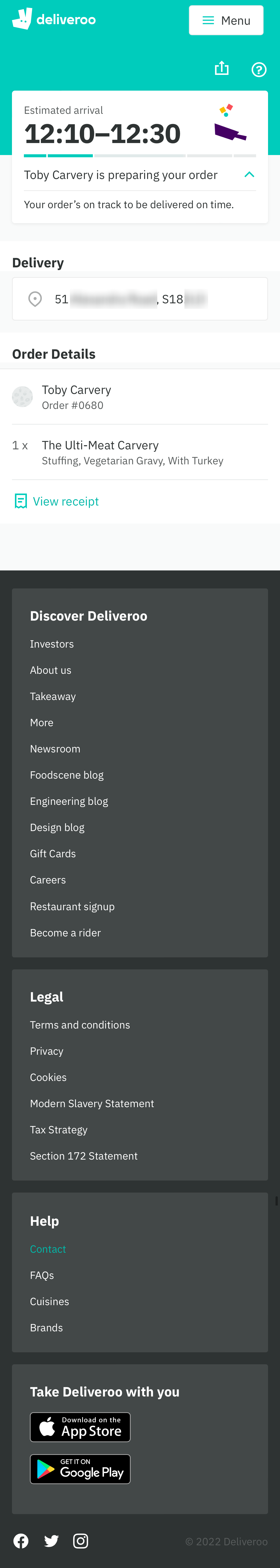 Mobile screenshot of Deliveroo
