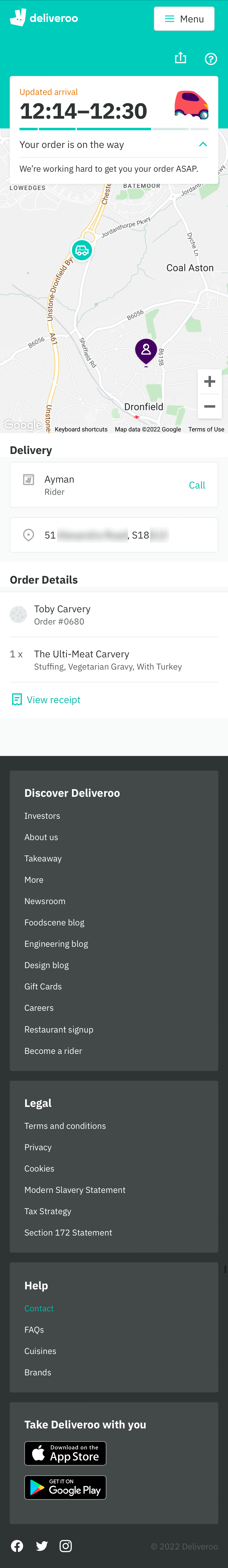Mobile screenshot of Deliveroo