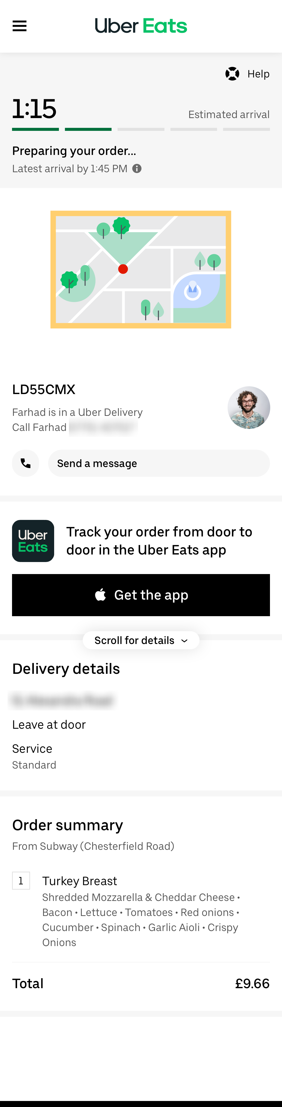 Mobile screenshot of Uber Eats