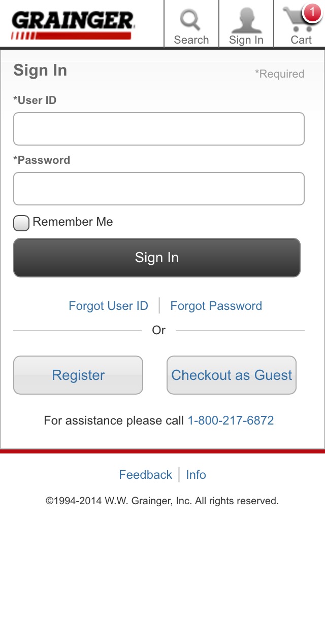 Grainger’s Mobile Account Selection 577 of 688 Account Selection