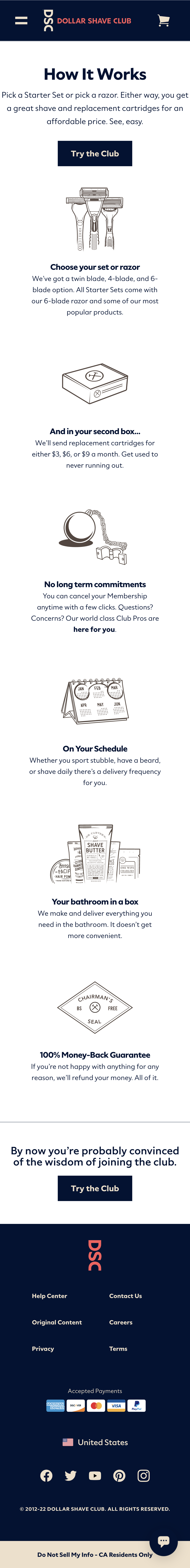 Mobile screenshot of Dollar Shave Club