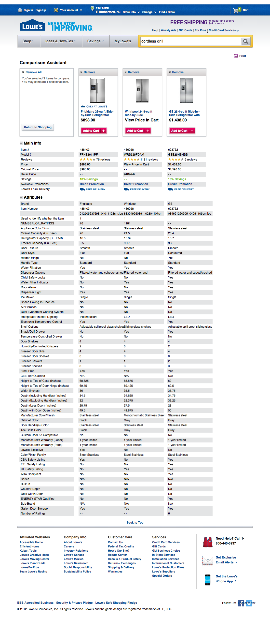 Desktop screenshot of Lowe’s