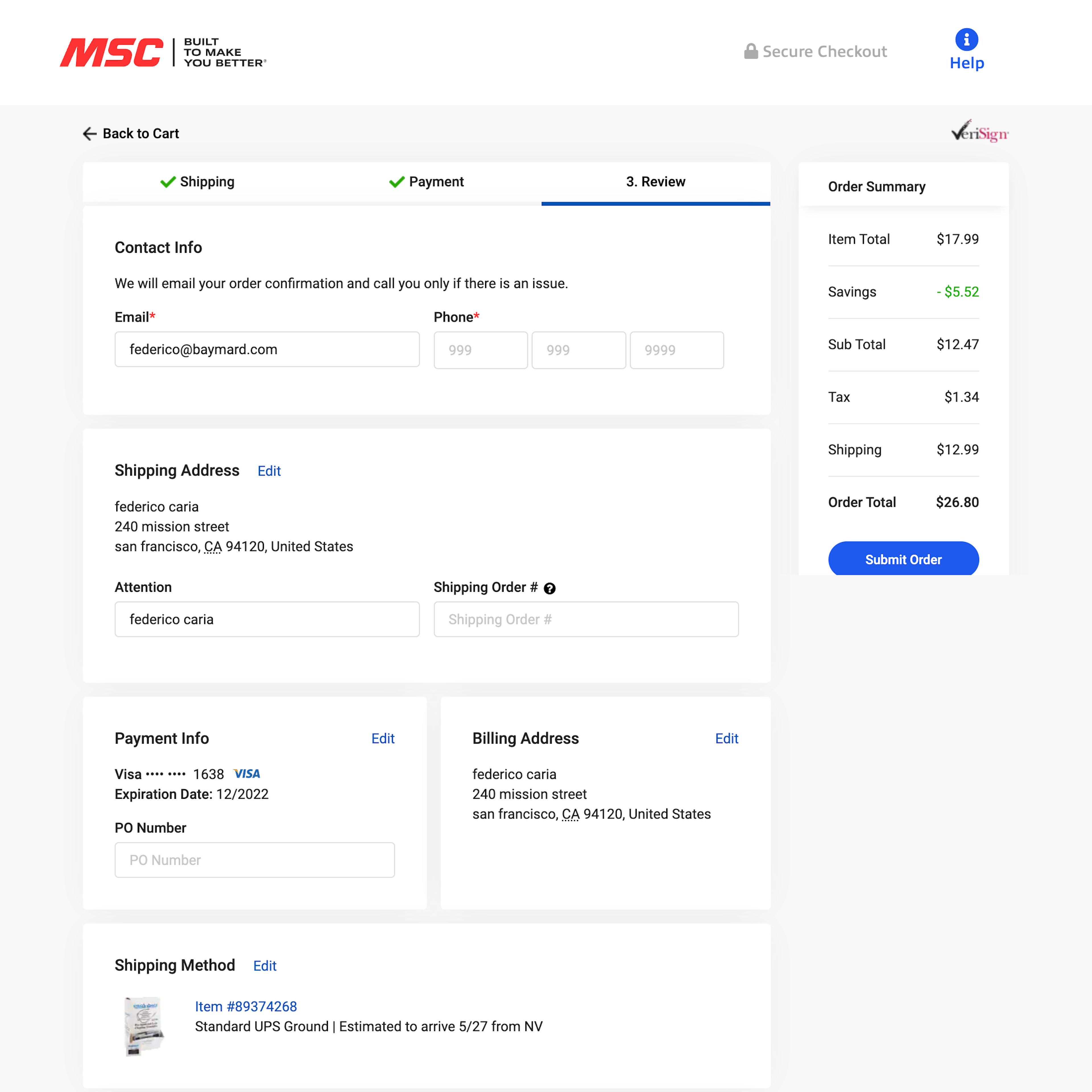 Desktop screenshot of MSC Direct