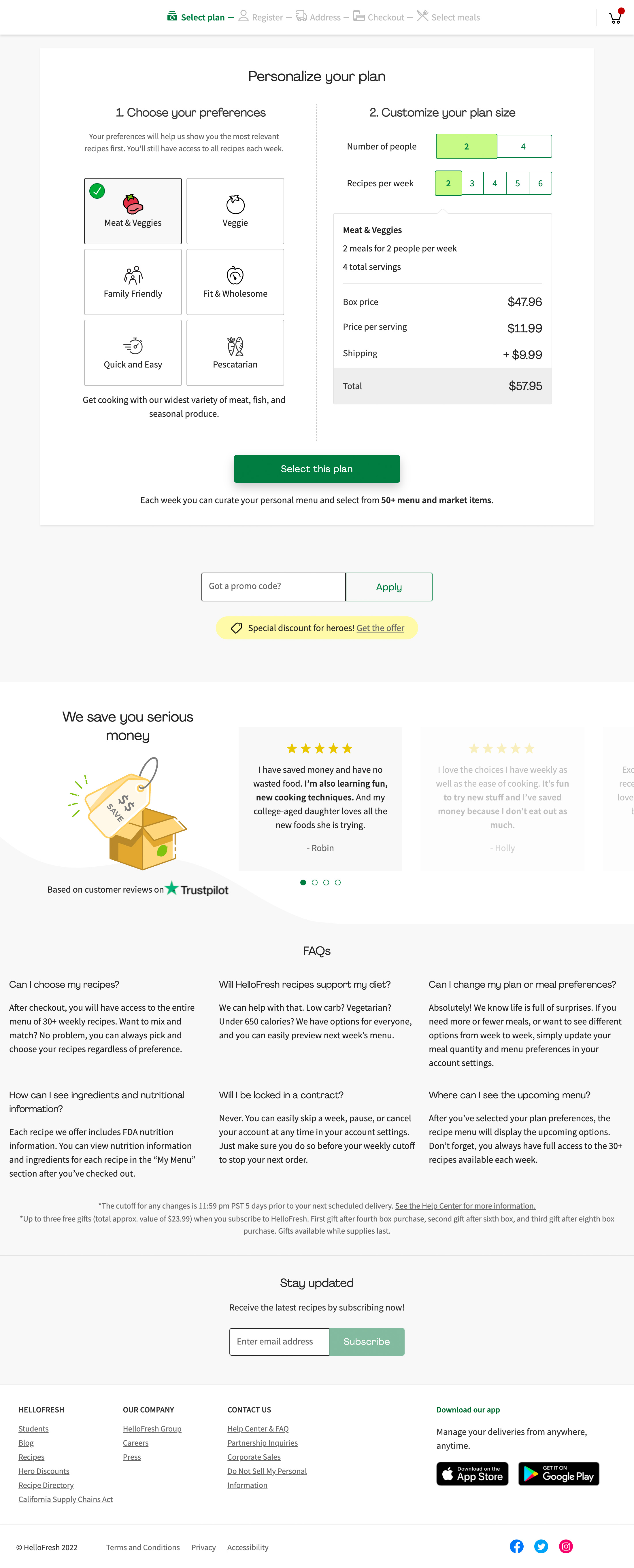 Desktop screenshot of HelloFresh