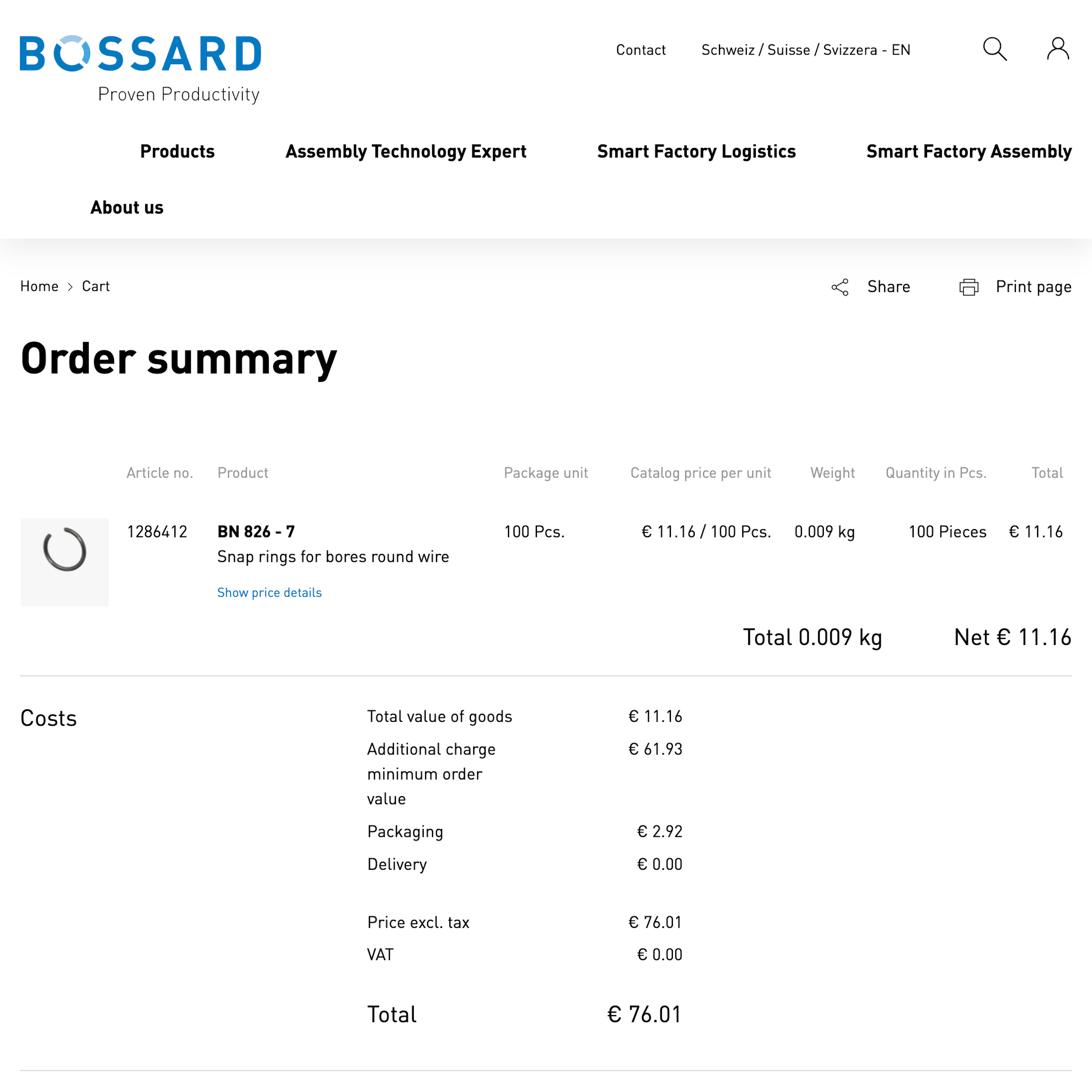Desktop screenshot of Bossard
