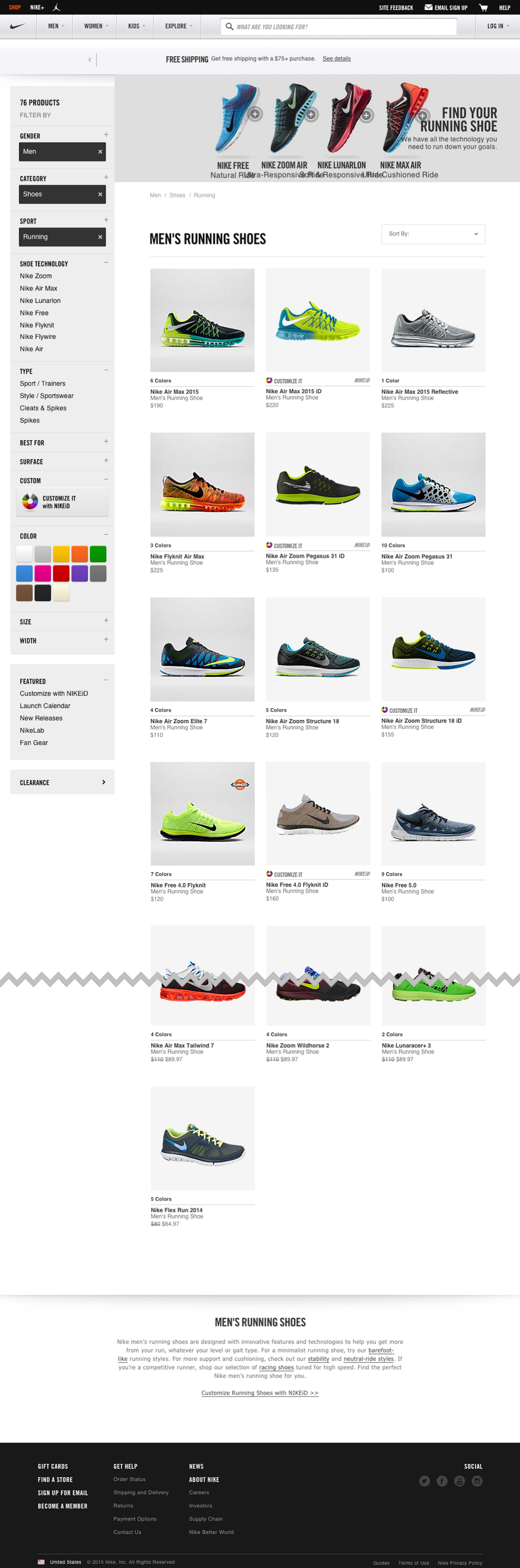 Nike's – of 735 Product List Examples – Baymard Institute
