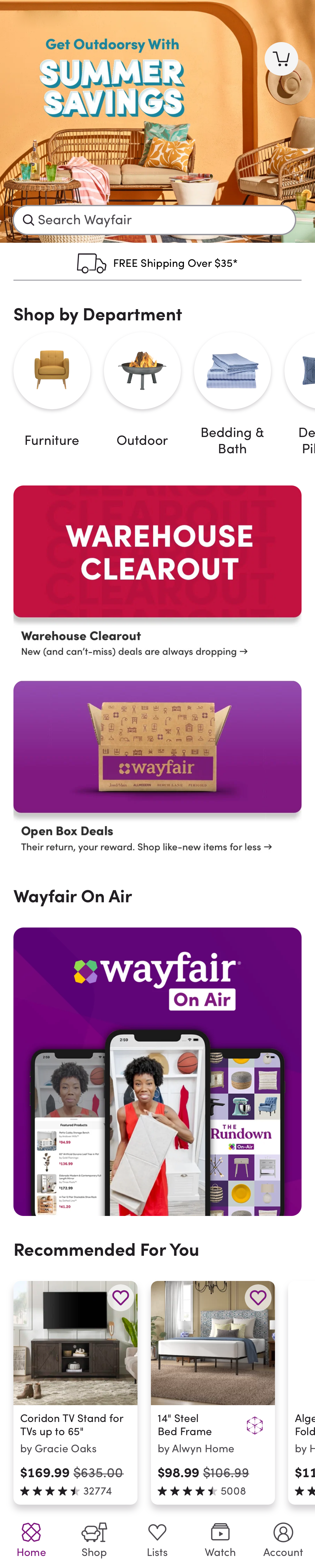 Wayfair’s App Homepage 258 of 916 Homepage Examples Baymard Institute