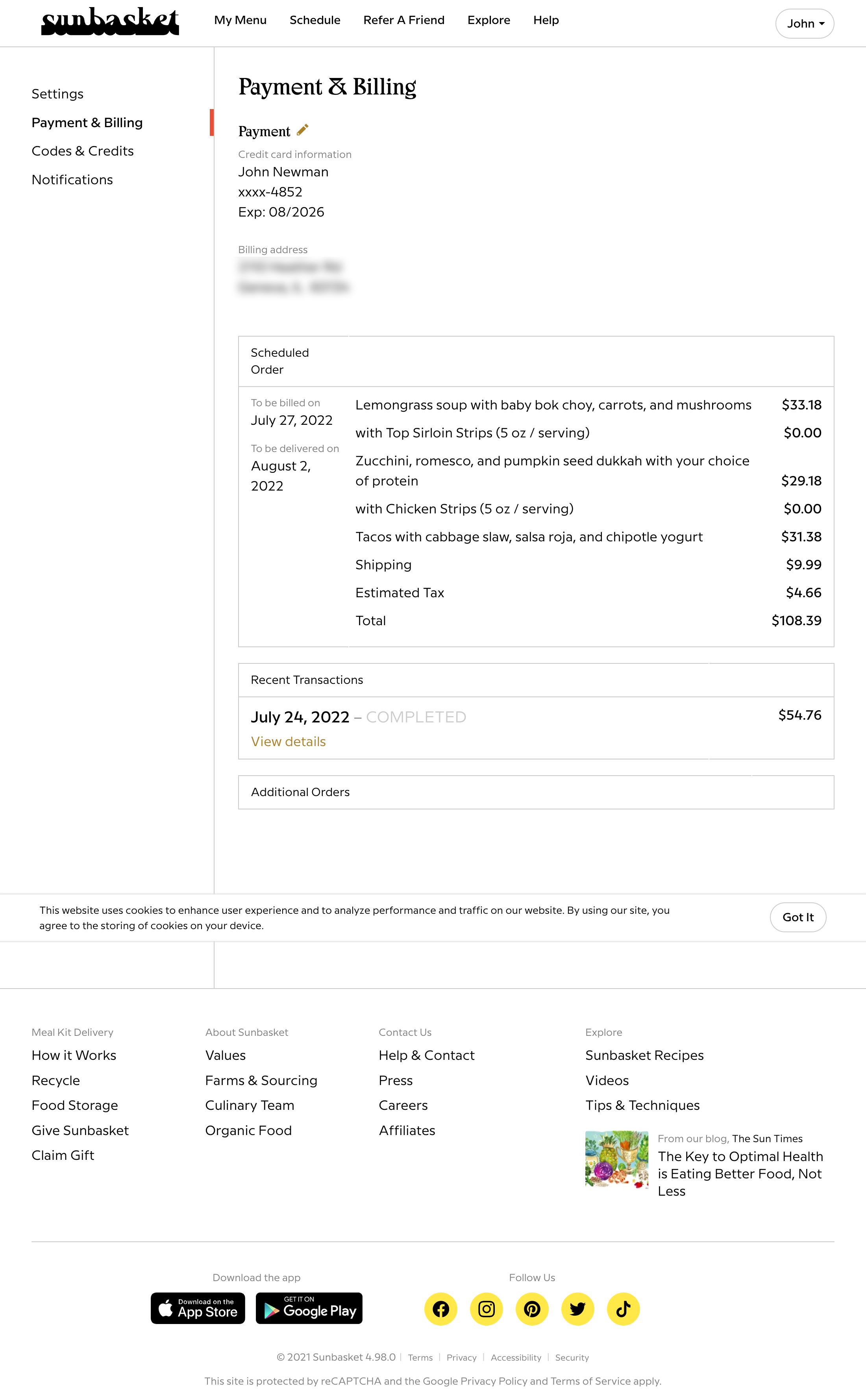 Sunbasket’s Orders Overview 65 of 132 Orders Overview Examples