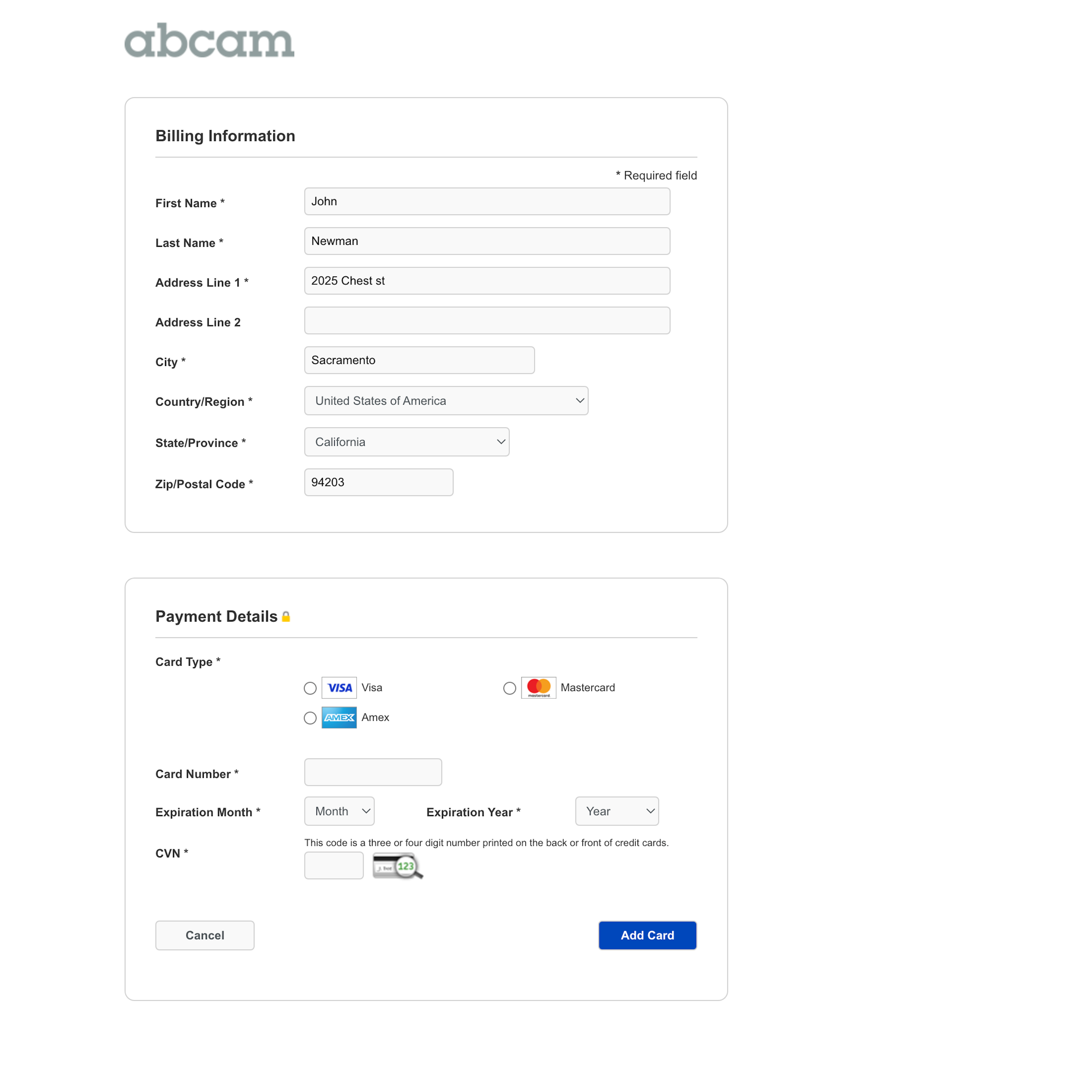 Desktop screenshot of AbCam