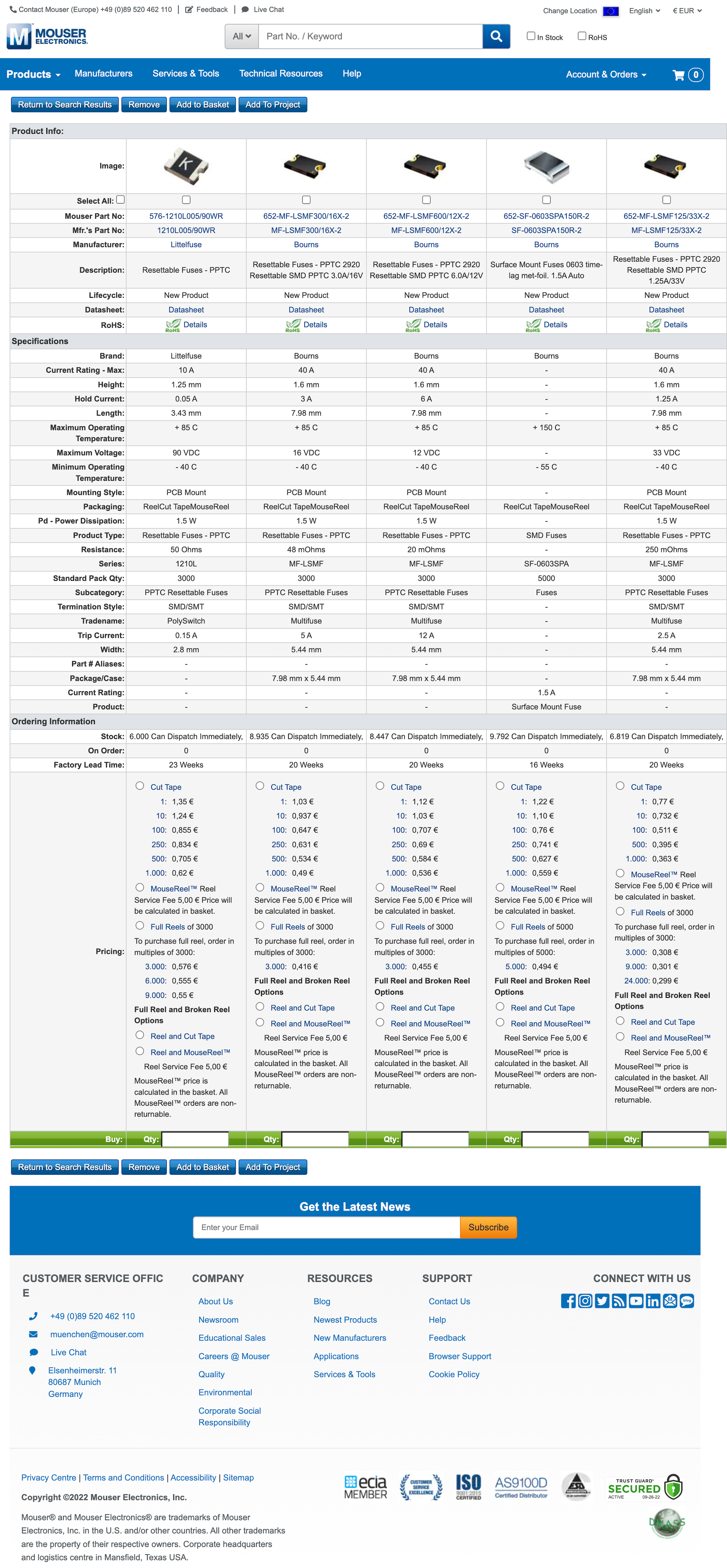 Desktop screenshot of Mouser Electronics