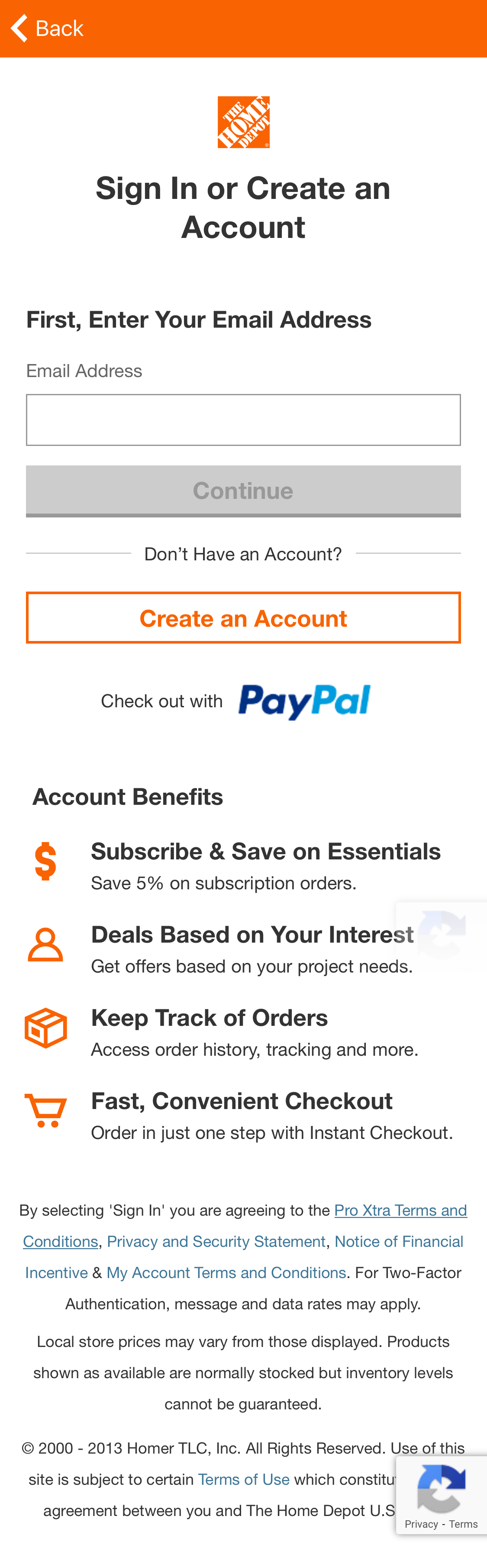 Mobile screenshot of Home Depot