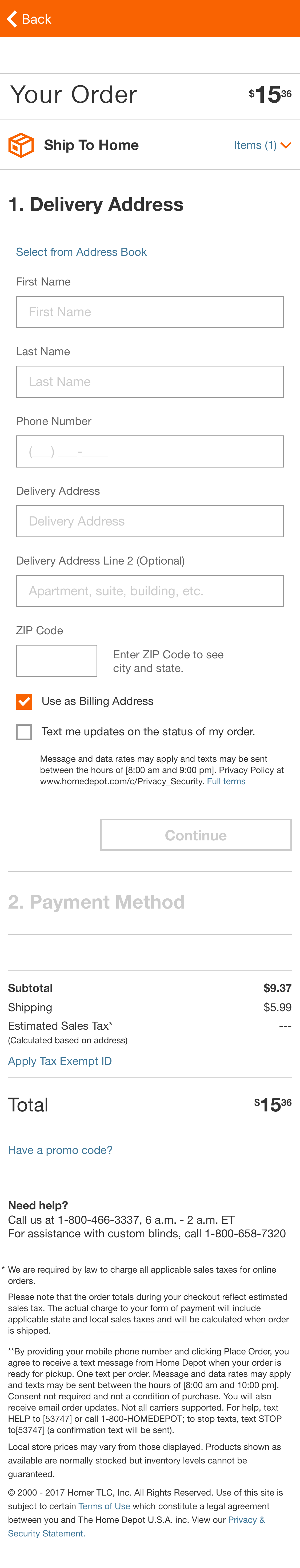 Mobile screenshot of Home Depot