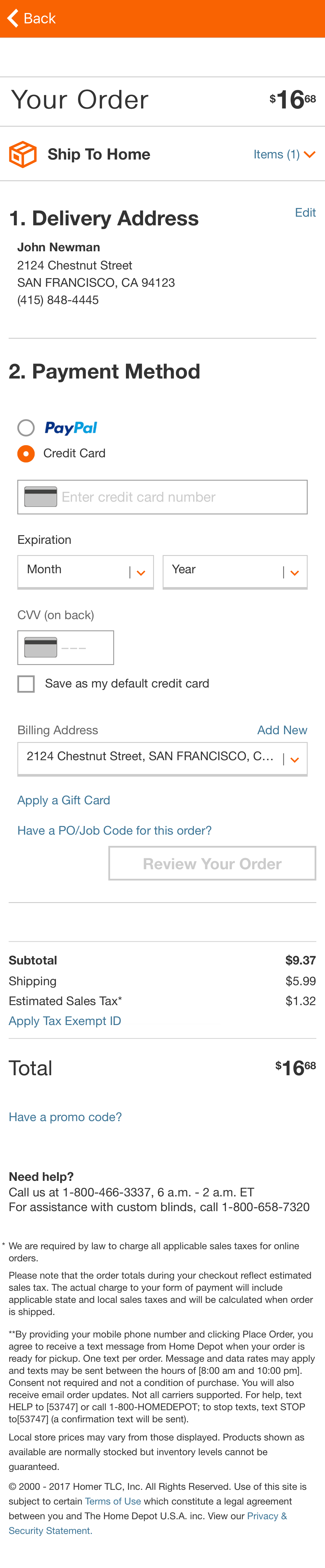 Mobile screenshot of Home Depot