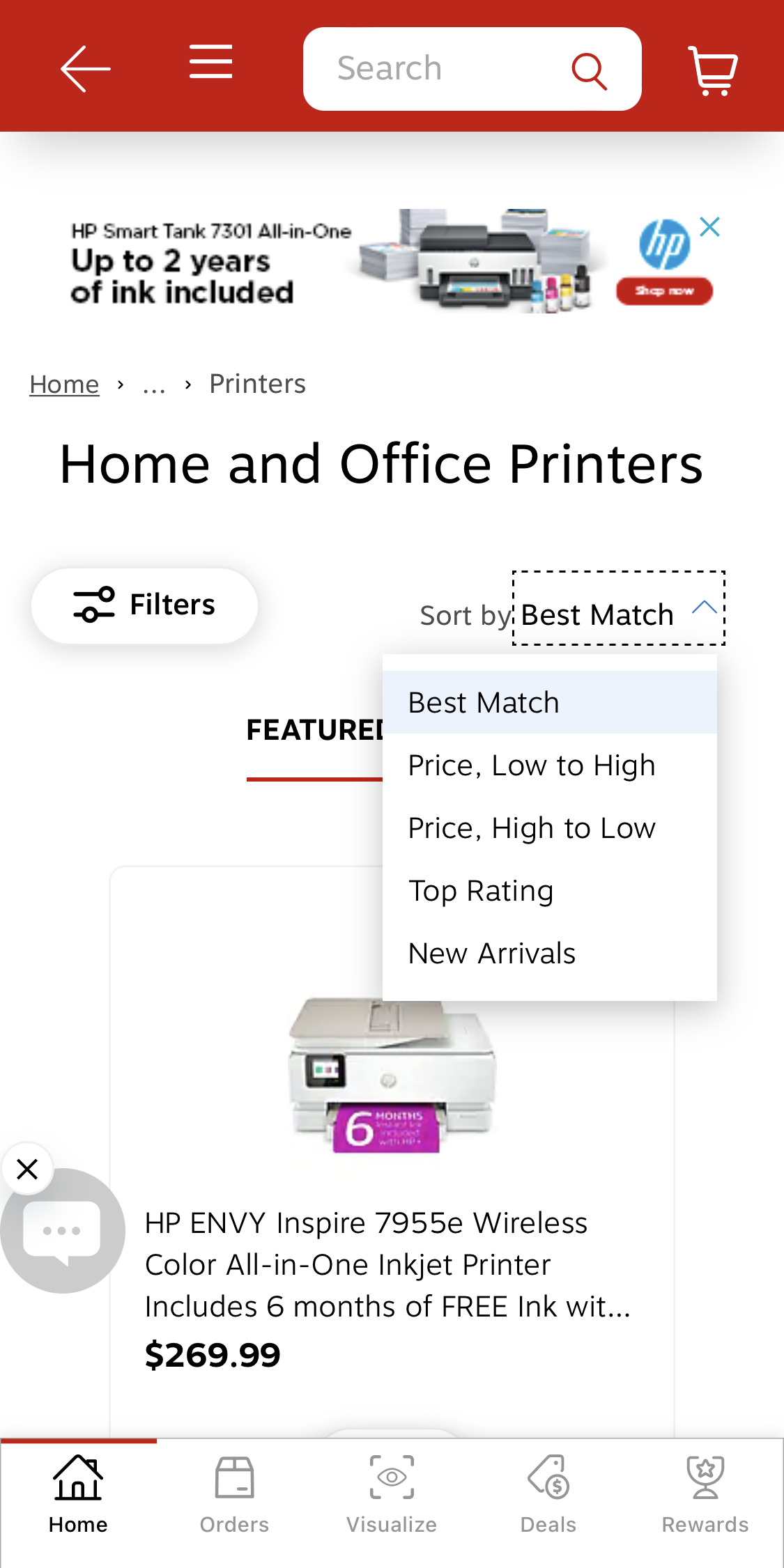Staples’ App Sorting Tool 227 of 510 Sorting Tool Examples Baymard Institute