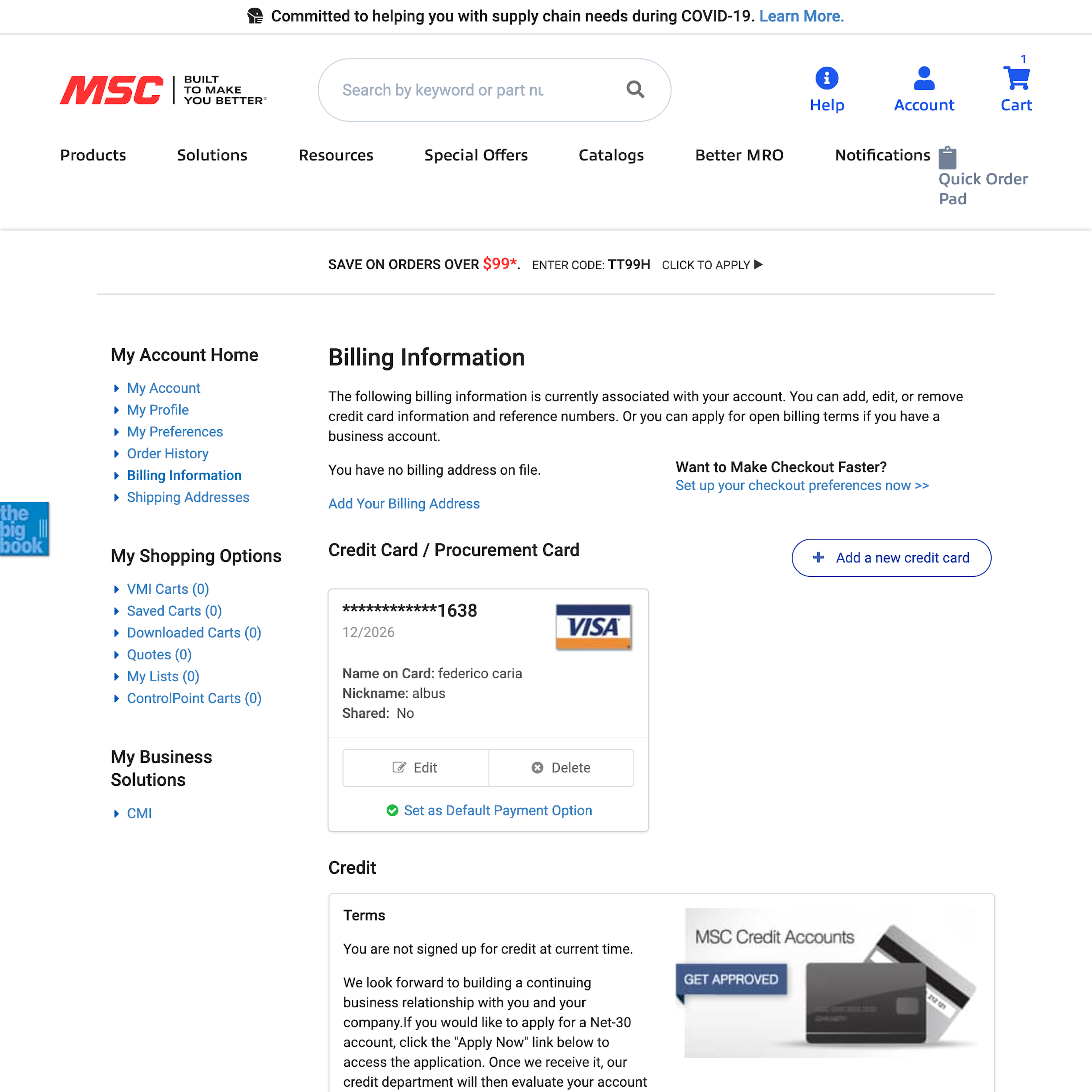 Desktop screenshot of MSC Direct