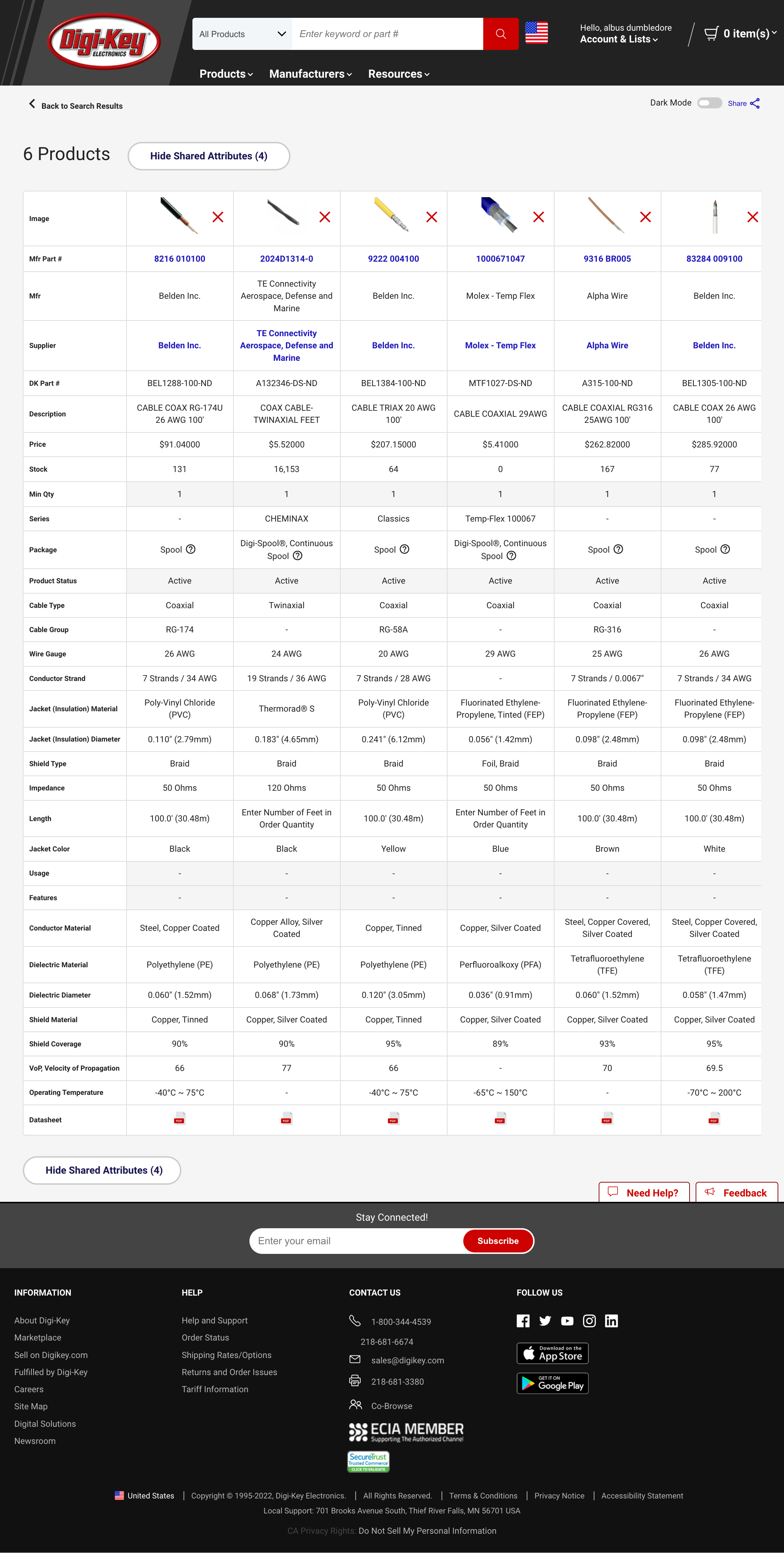 Desktop screenshot of DigiKey