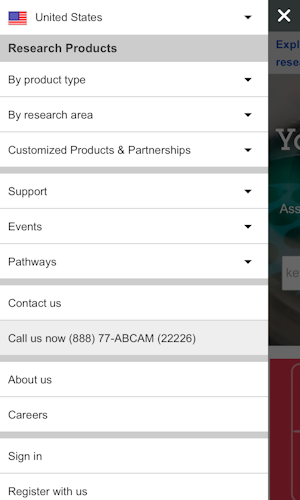 Mobile screenshot of AbCam