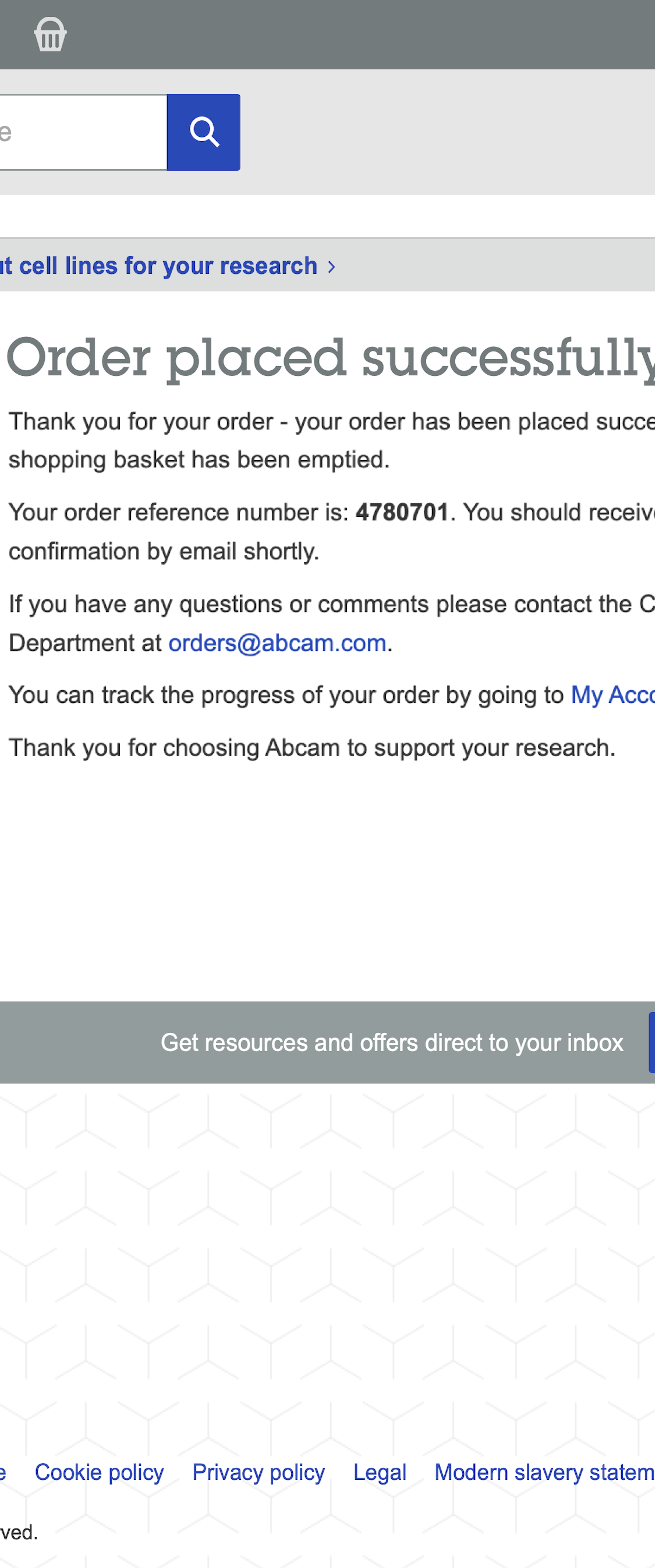 Mobile screenshot of AbCam