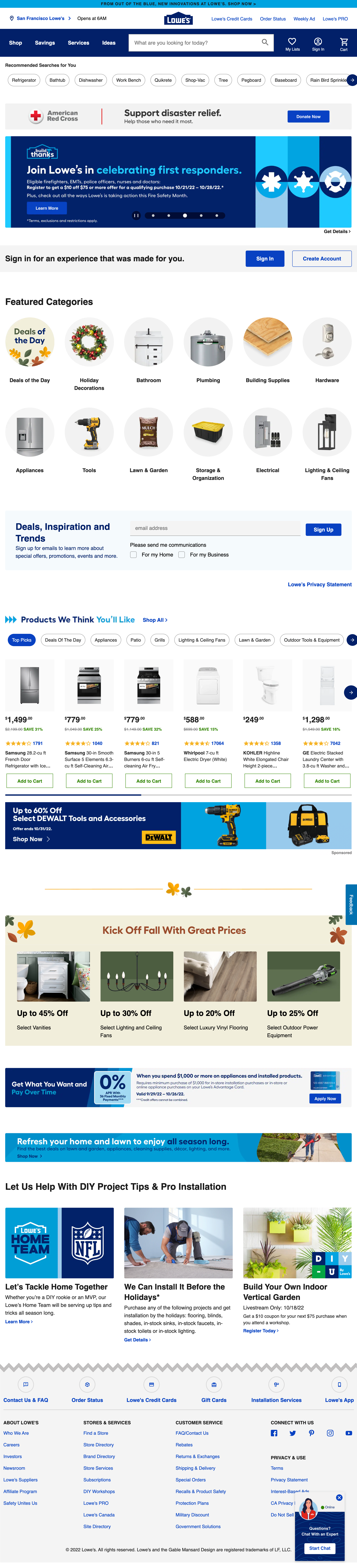 Desktop screenshot of Lowe’s