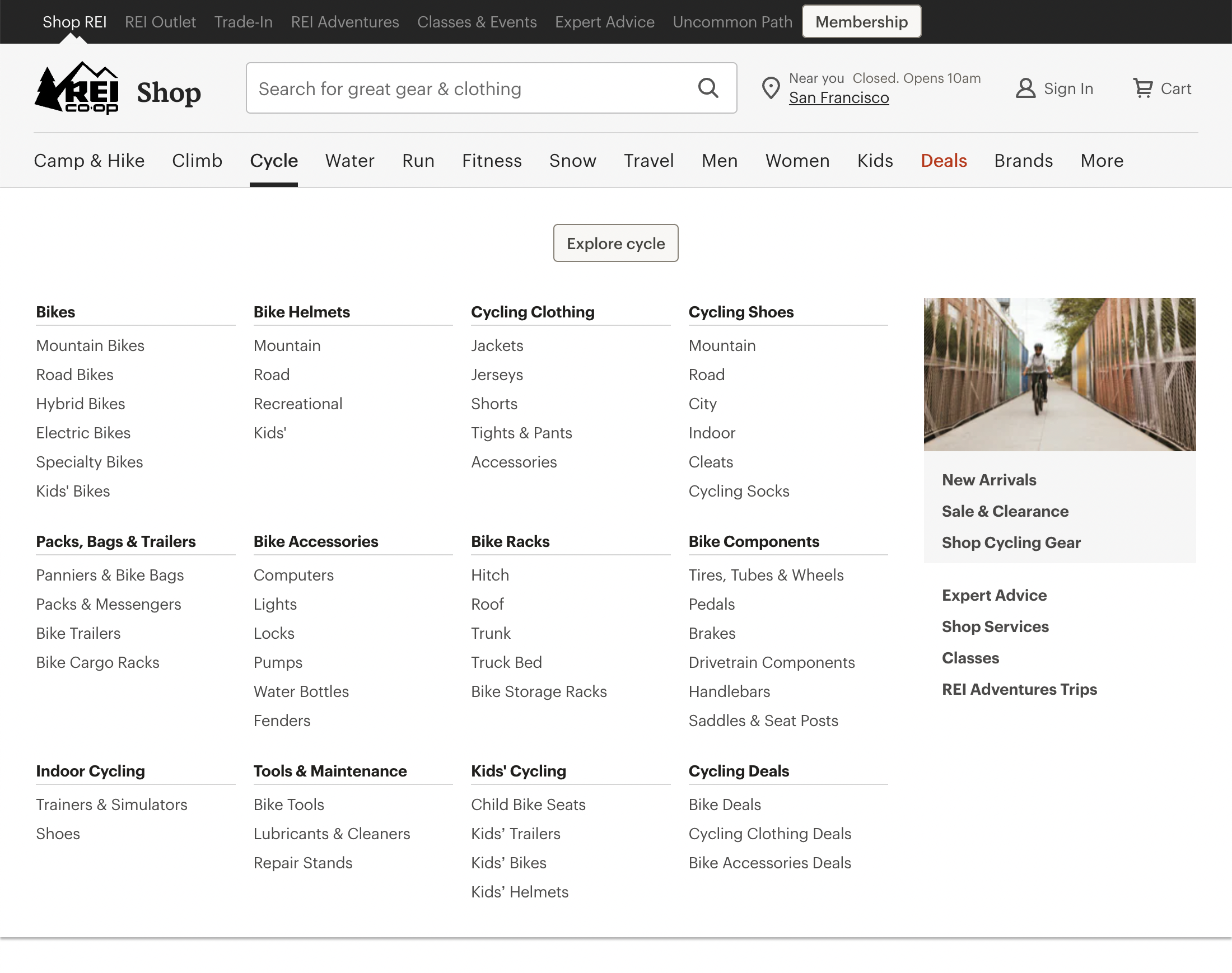 REI’s Main Navigation 244 of 1234 Main Navigation Examples Baymard