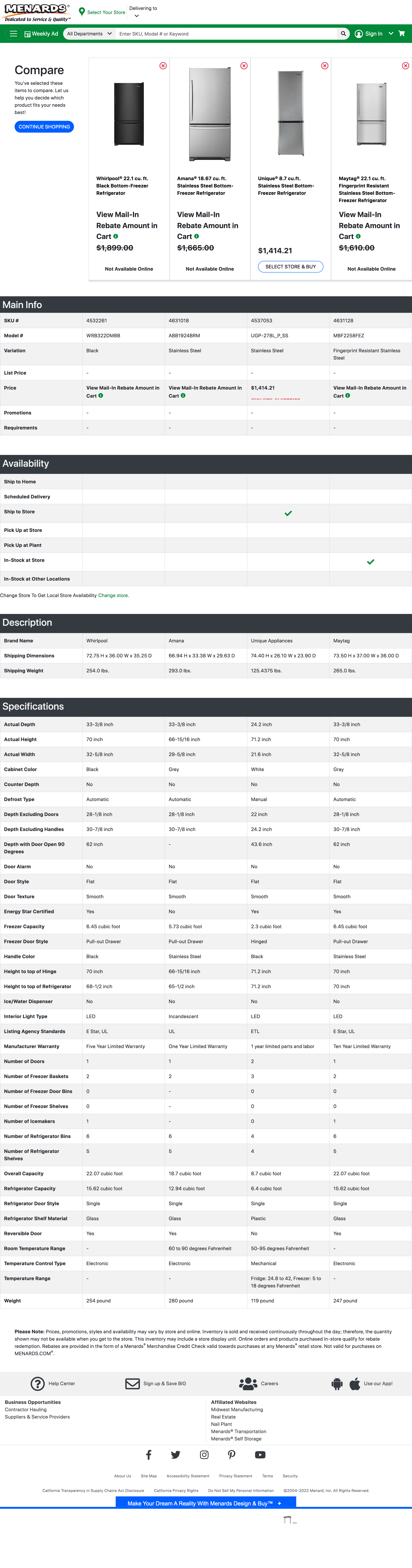 Desktop screenshot of Menards