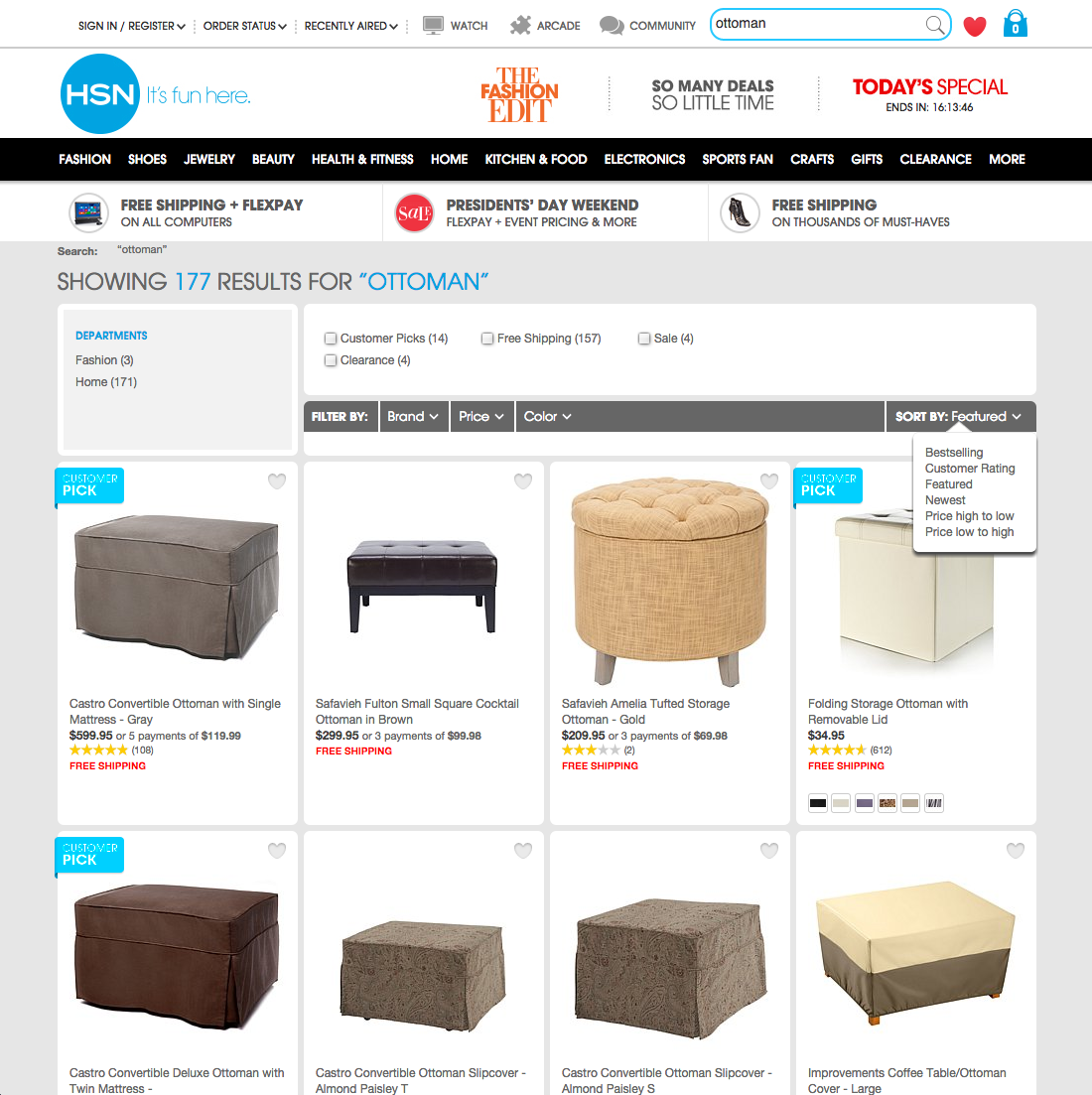 HSN’s Sorting Tool 517 of 520 Sorting Tool Examples Baymard Institute