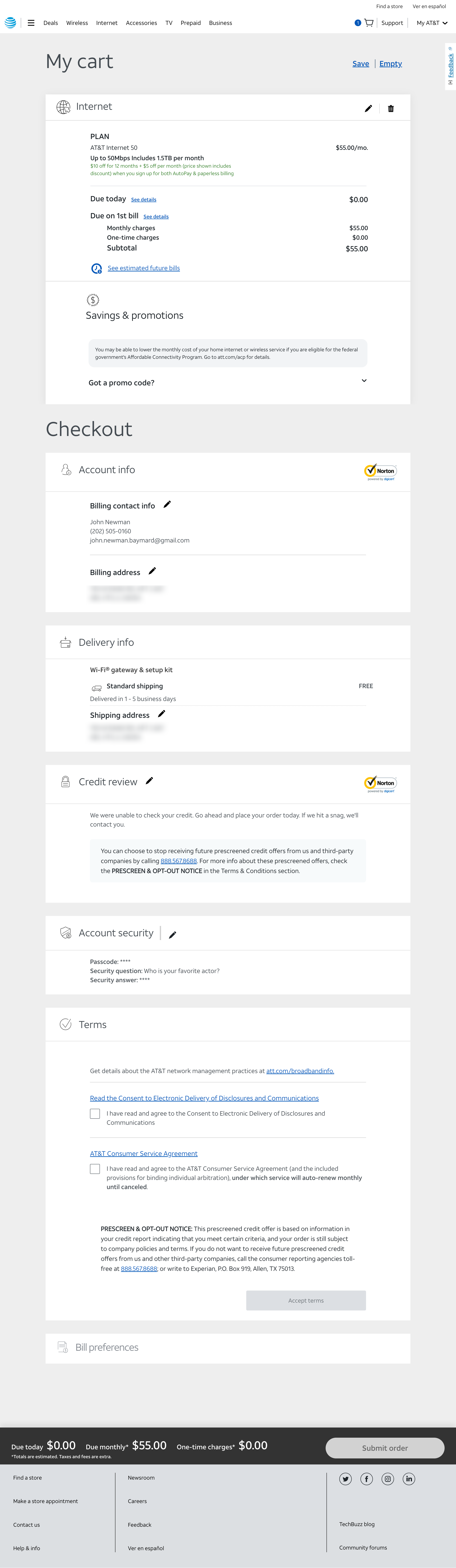 Desktop screenshot of AT&T