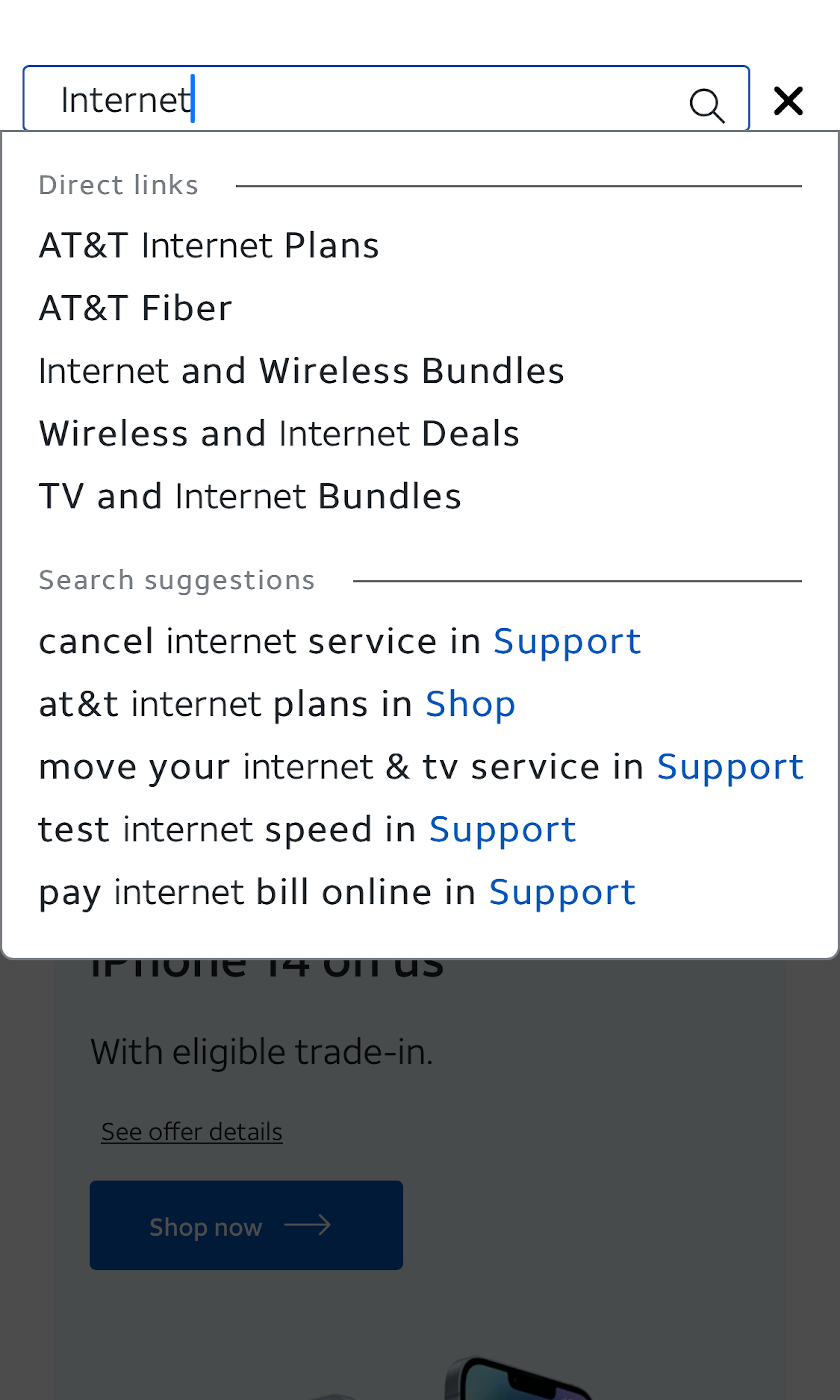 Mobile screenshot of AT&T