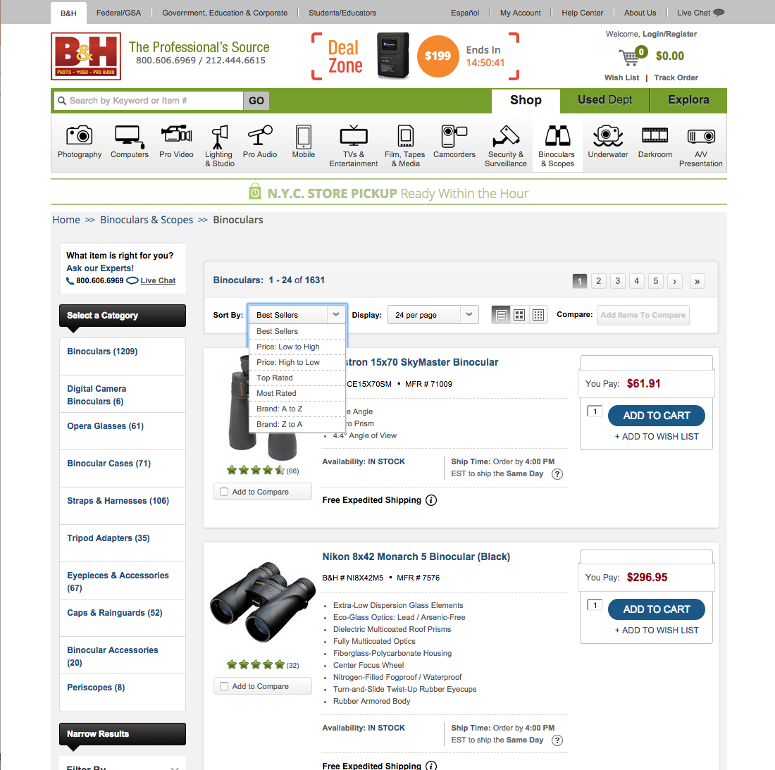 Desktop screenshot of B&H Photo