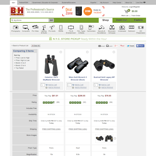 72 ‘Comparison Tool’ Design Examples – Baymard Institute