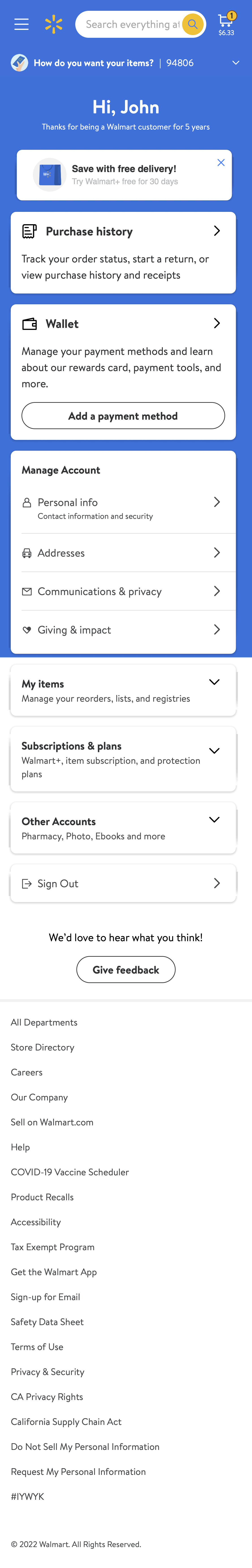 Mobile screenshot of Walmart