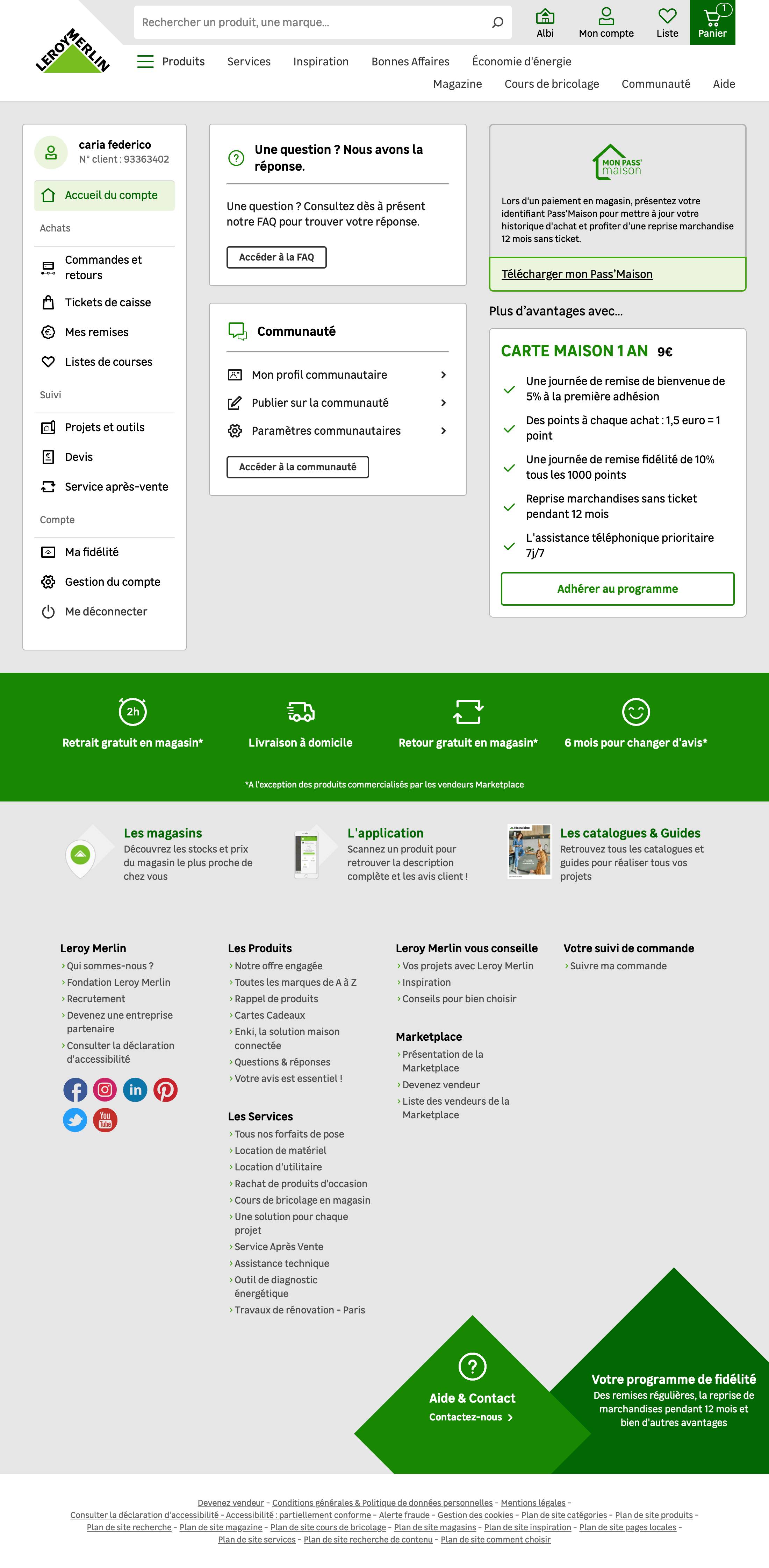 Leroy Merlin’s Account Dashboard 291 of 517 Account Dashboard