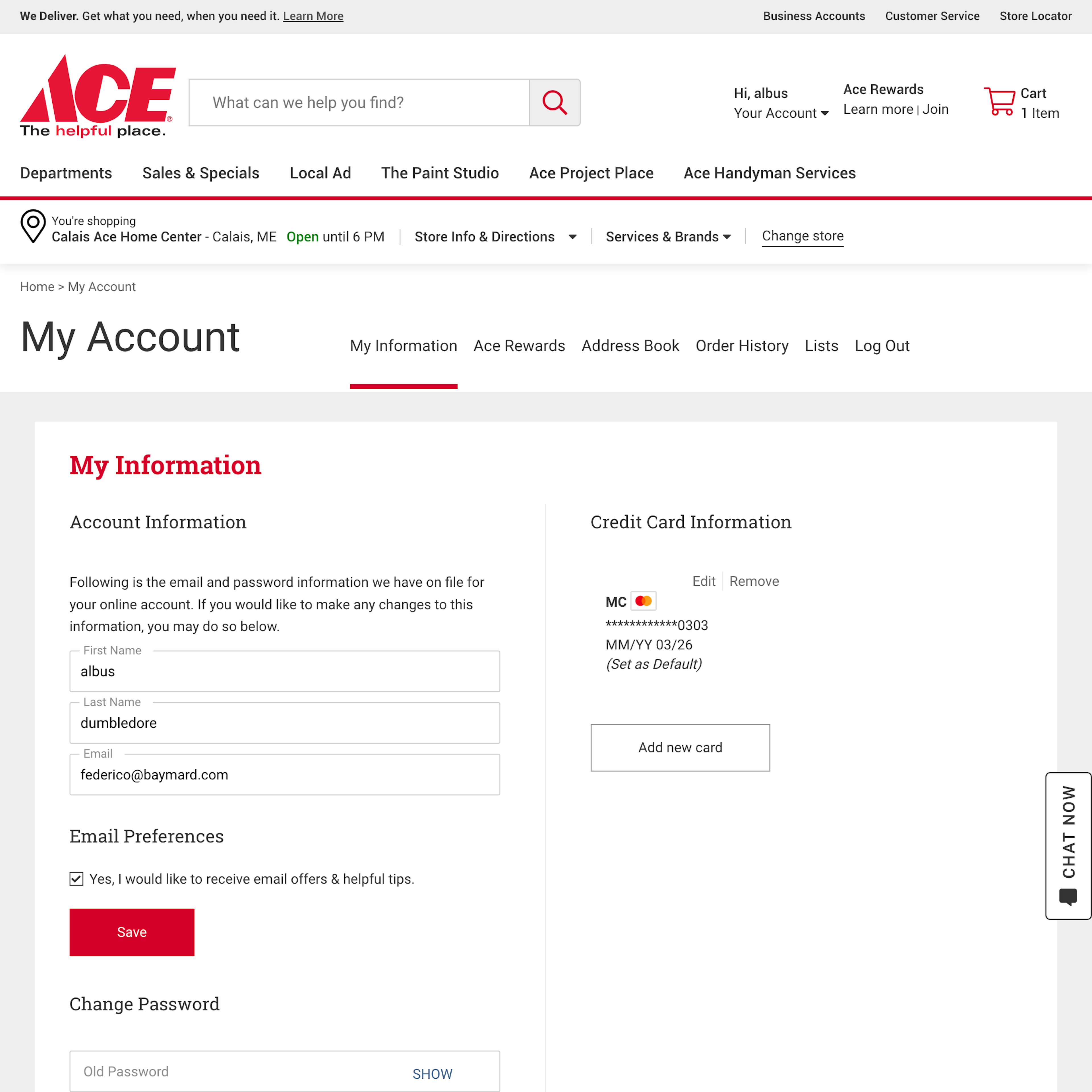 Desktop screenshot of ACE Hardware