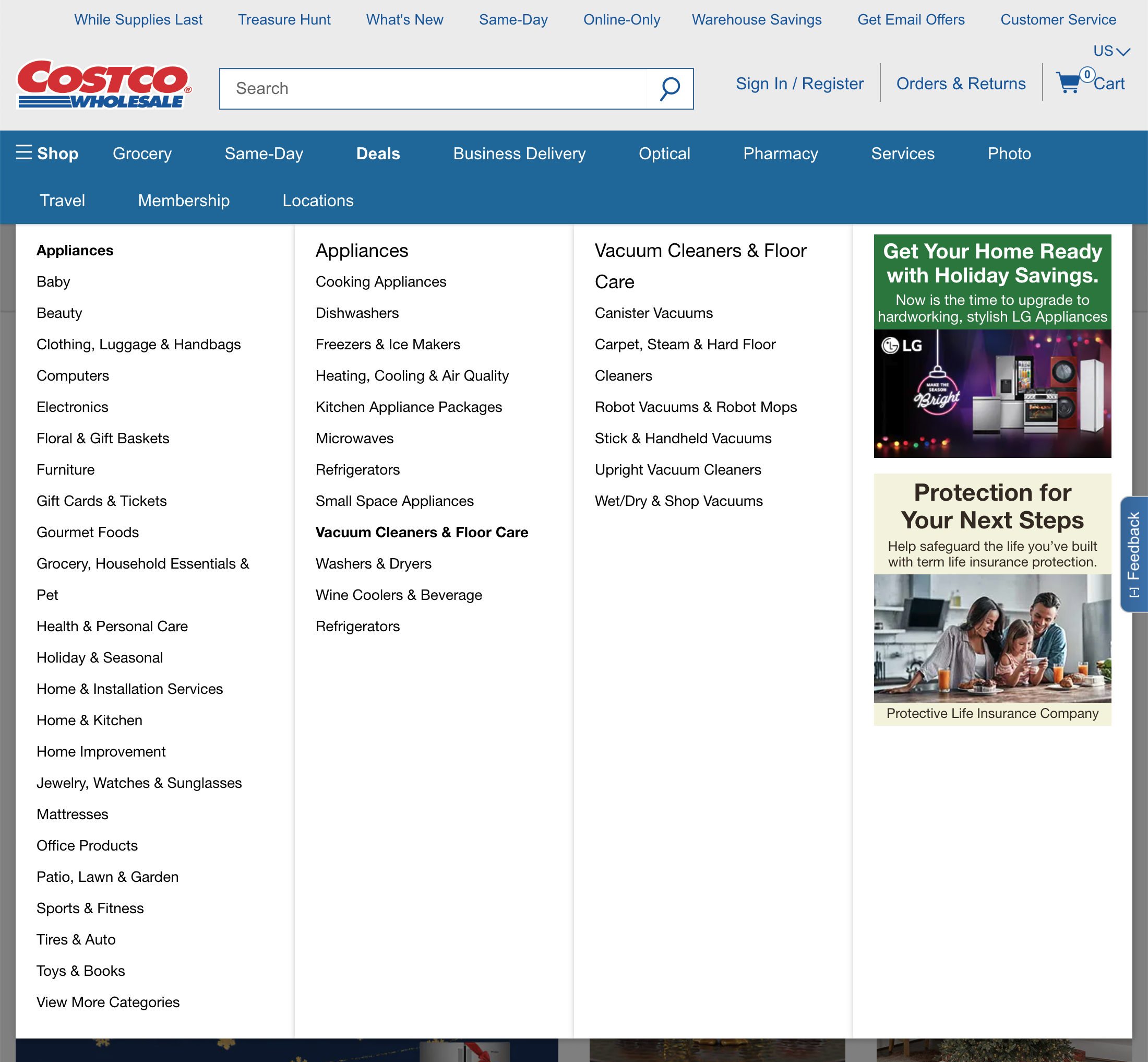 Costco’s Main Navigation 201 of 1234 Main Navigation Examples