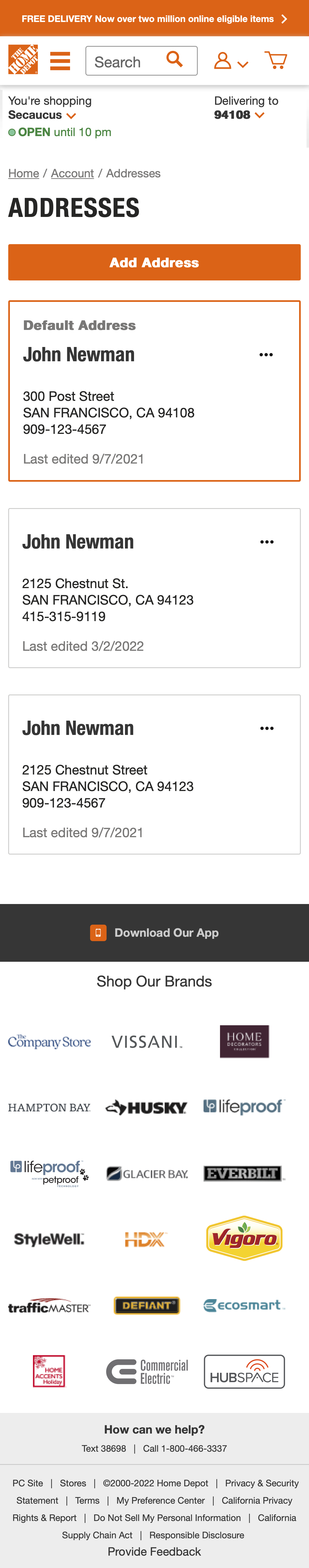 Mobile screenshot of Home Depot