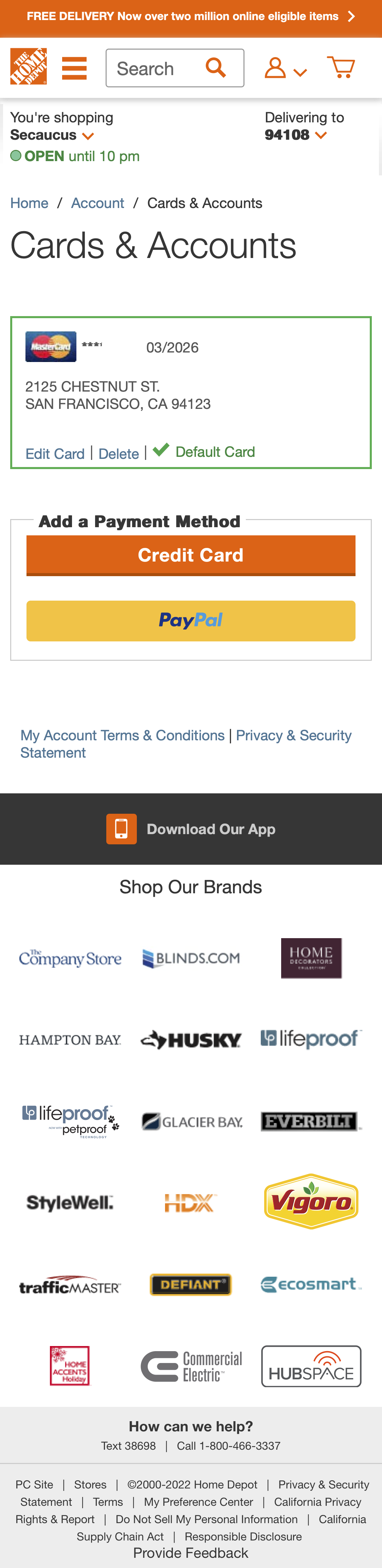 Mobile screenshot of Home Depot