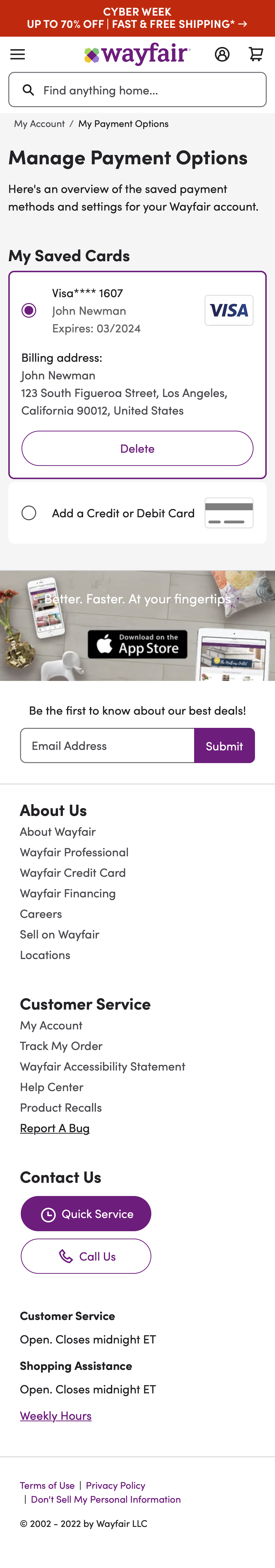 Mobile screenshot of Wayfair
